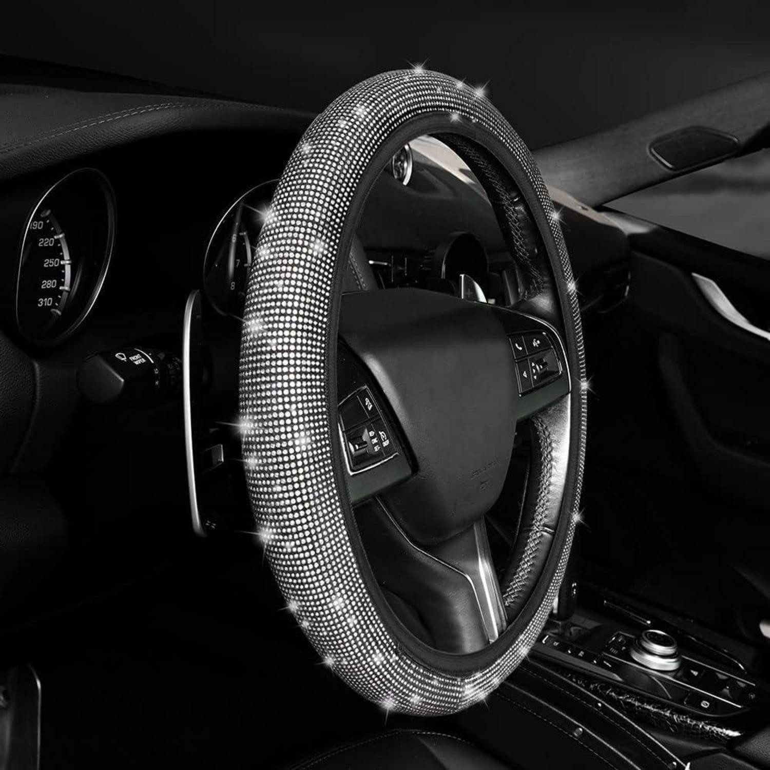 LuxusKollektion Lenkradbezug Lenkradbezug Universal Auto Glitzer Rhinestones Deko Frauen Silber
