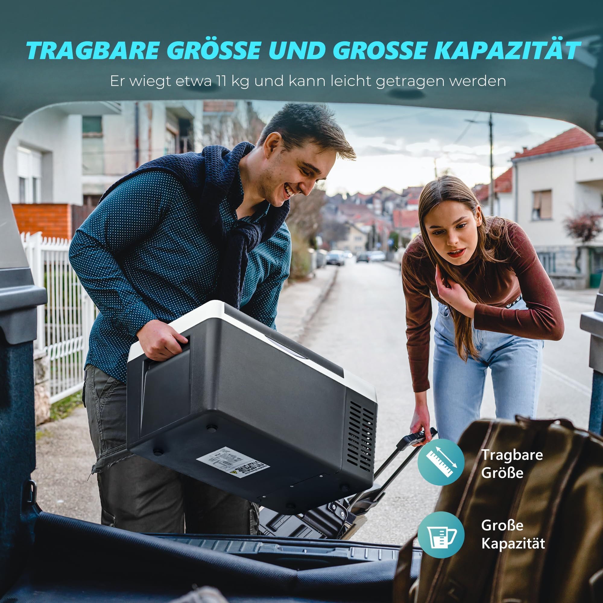 EUHOMY Kühlbox 18L Autokühlschrank, Tragbarer Gefrierschrank mit WLAN-App-Steuerung, 18 l, -20 °C ~ 20 °C Tragbarer Kühlschrank,für Camping, Reisen, Boot