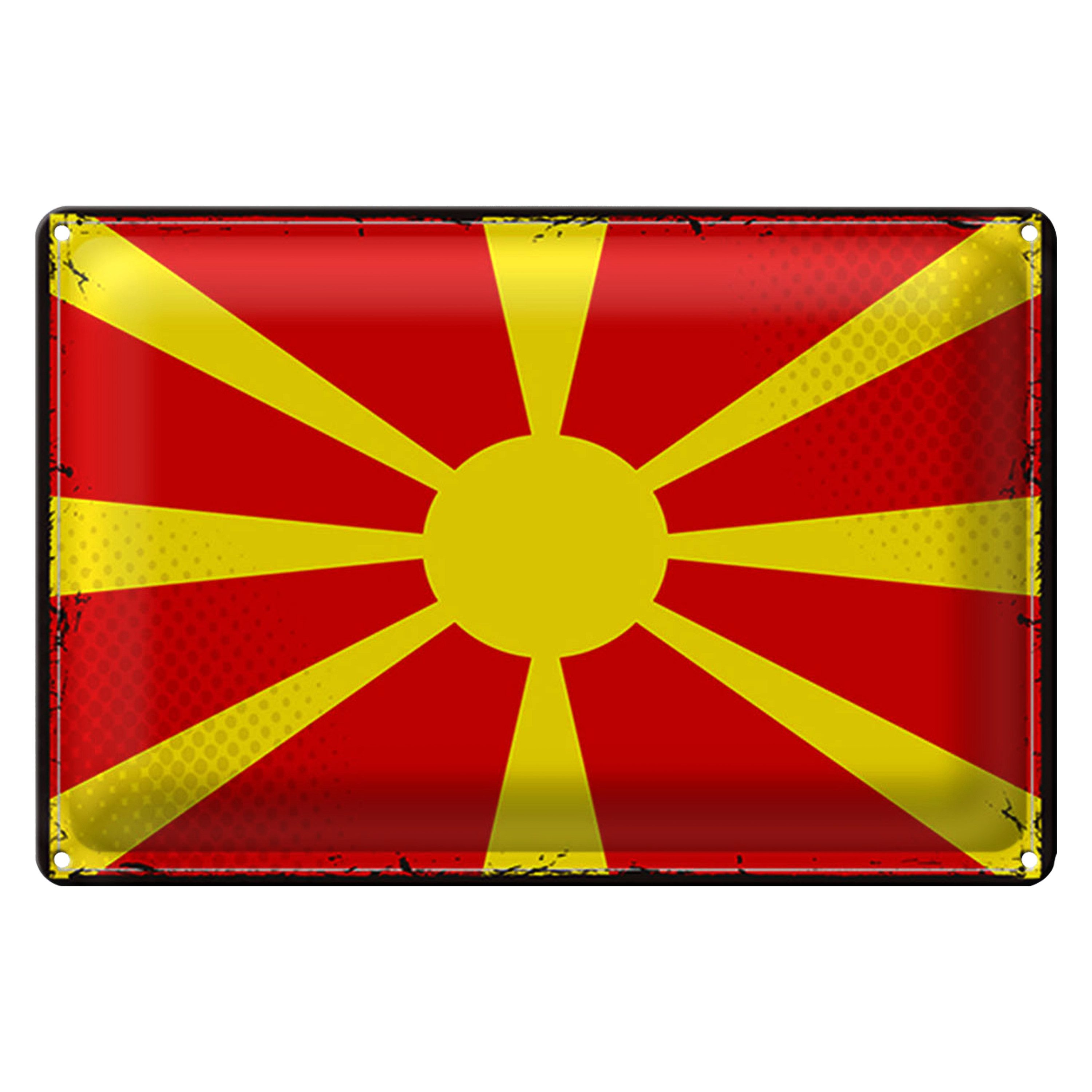 Metallschild Blechschild Flagge Mazedonien 30x20cm Retro Flag Macedonia
