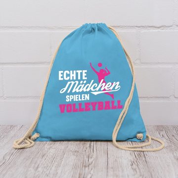 Shirtracer Turnbeutel Echte Mädchen spielen Volleyball weiß / fuchsia, Volleyball Geschenke