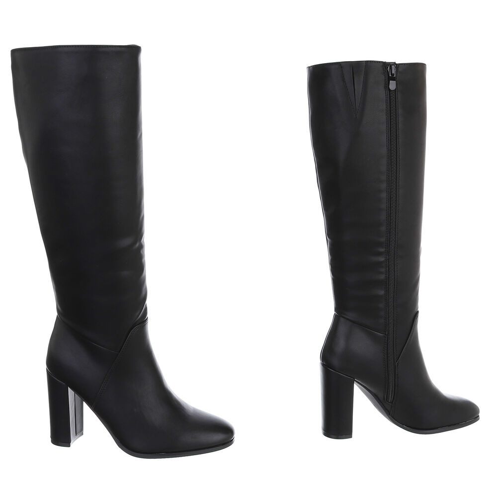 Ital-Design Damenstiefel mit Blockabsatz und hohem Schaft High-Heel-Stiefel (92497687) Blockabsatz Stiefel in Schwarz – Bild 4 von 5
