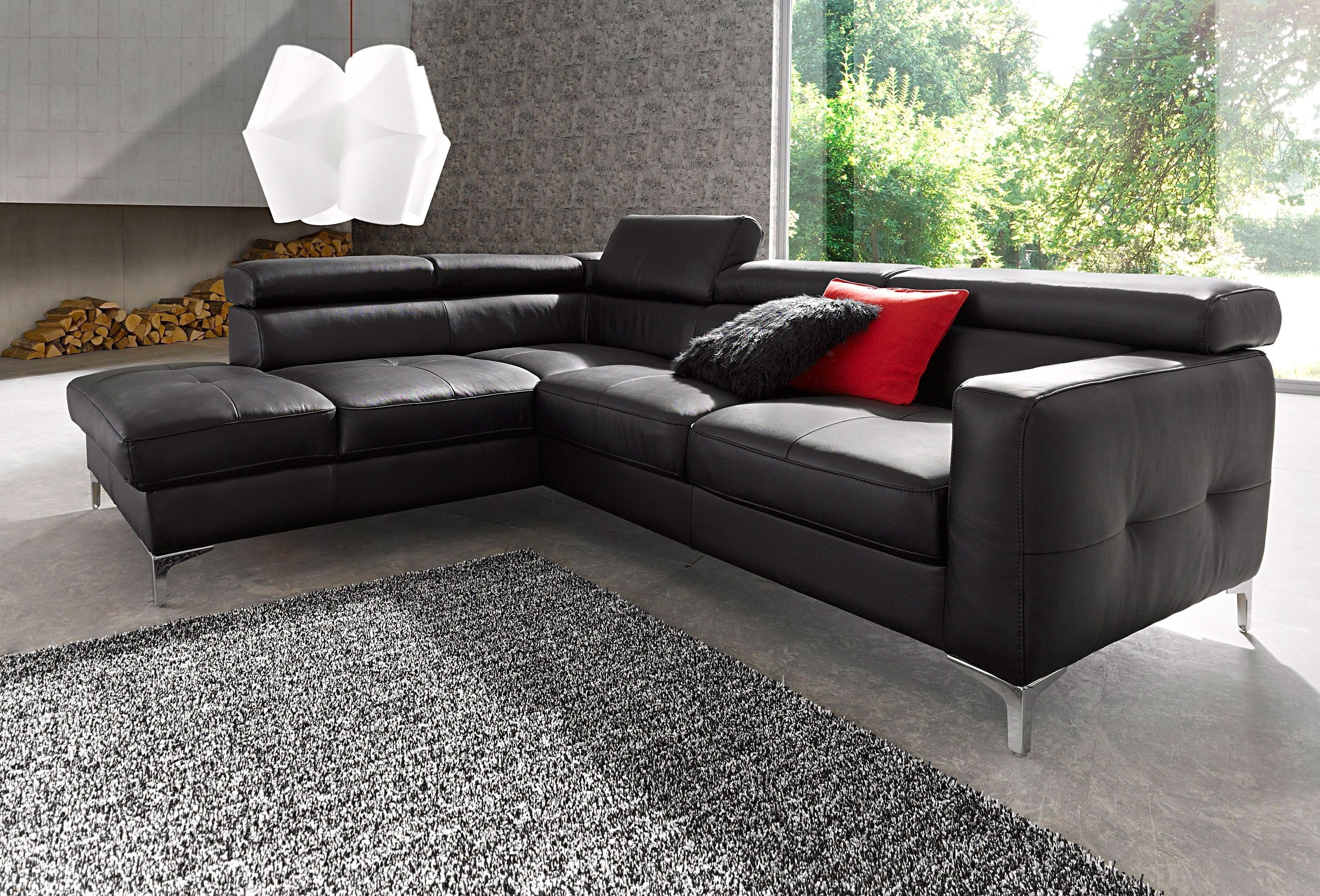 COTTA Polstergarnitur Sammy L-Form, (Set), Set bestehend aus: Ecksofa mit Kopfteilverstellung & Hocker