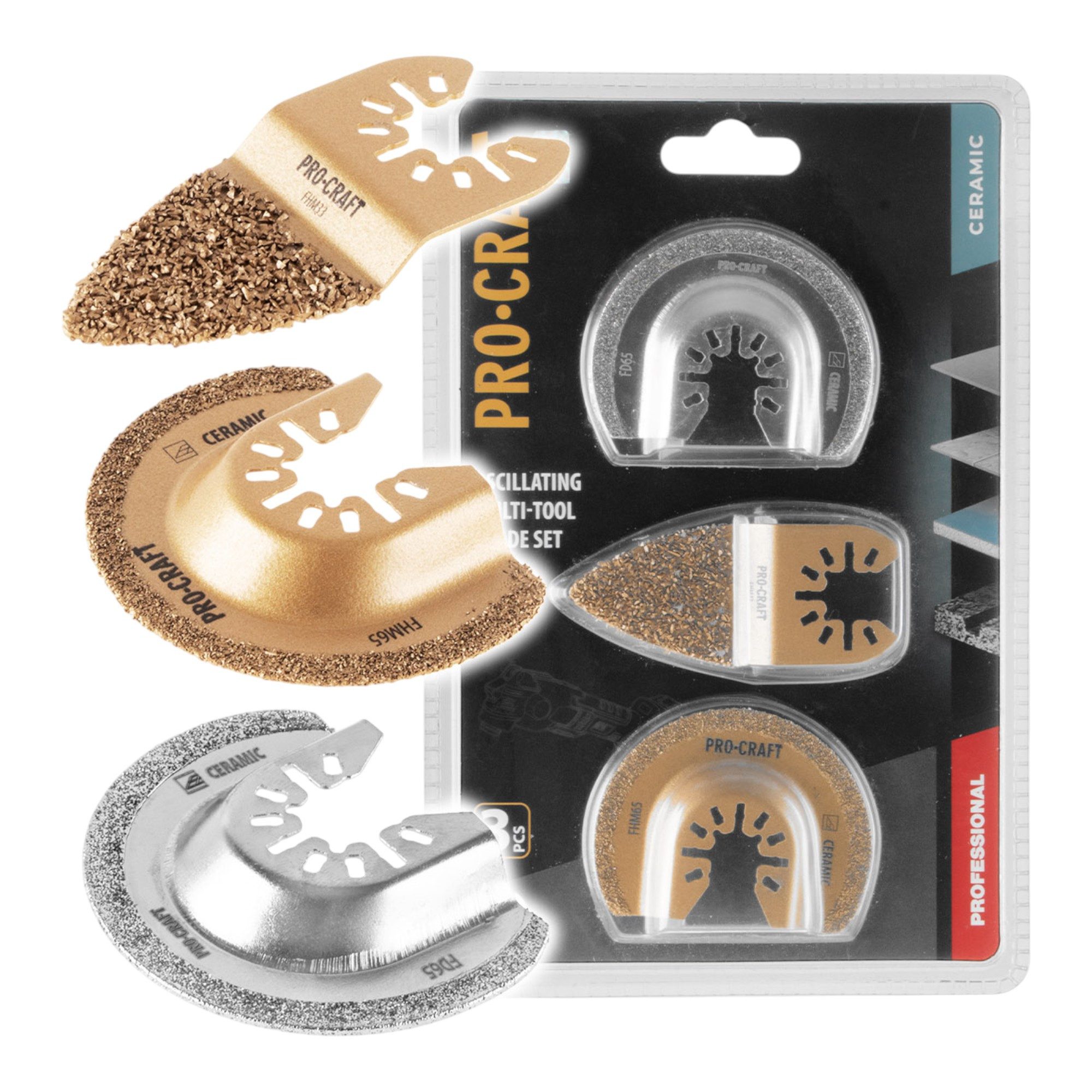 PRO CRAFT Akku-Multifunktionswerkzeug MB2 Zubehör Set 3 tlg. für oszillierende Multifunktionswerkzeuge