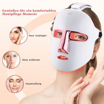 KINSI Kosmetikbehandlungsgerät Lichttherapie-Maske, LED Gesichtsmaske, Hautverjüngungsmaske, 7 Farben, schönheit, facelifter, weiß