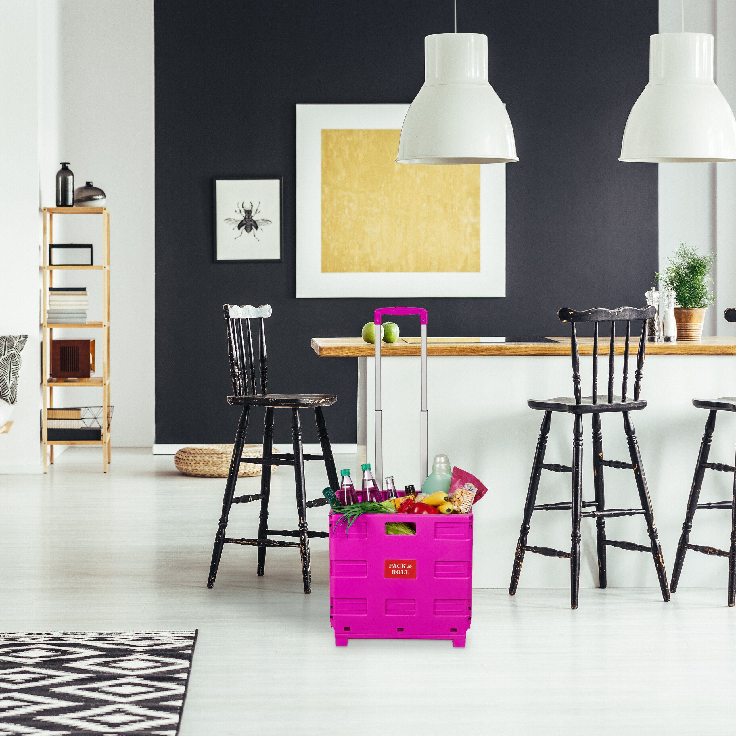 relaxdays Einkaufstrolley Klappbarer Einkaufstrolley, Pink