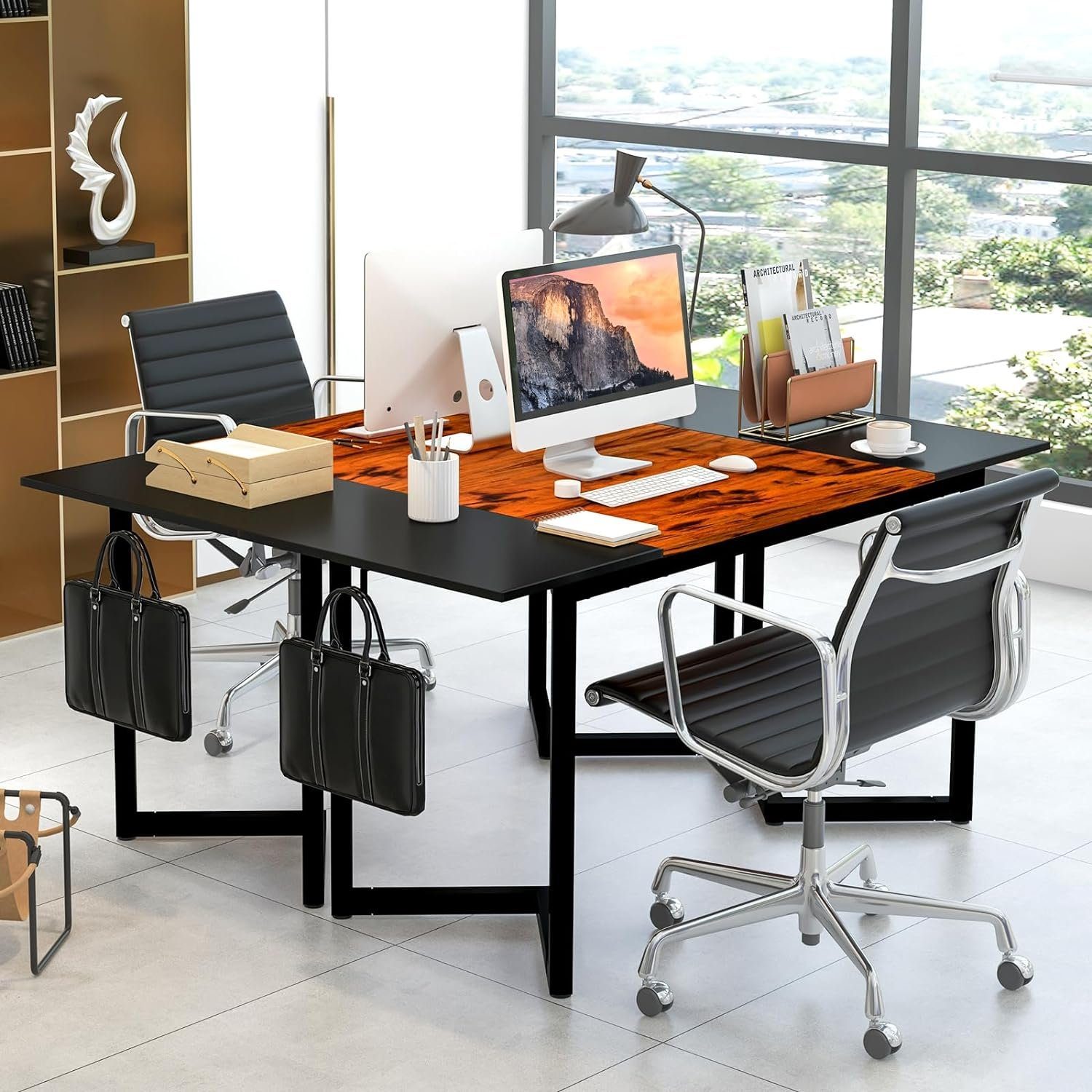 Tischplatte KOMFOTTEU Schreibtisch, Kopfhörerhaken mit gespleißter und Computertisch