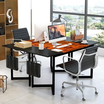KOMFOTTEU Computertisch Schreibtisch, mit gespleißter Tischplatte und Kopfhörerhaken