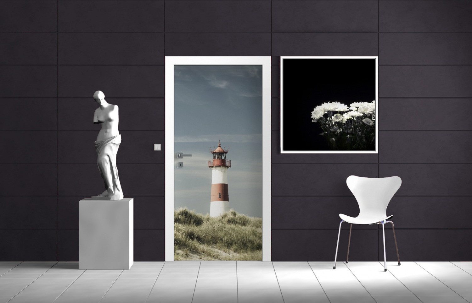 Wallario Türtapete Leuchtturm auf der Düne günstig online kaufen