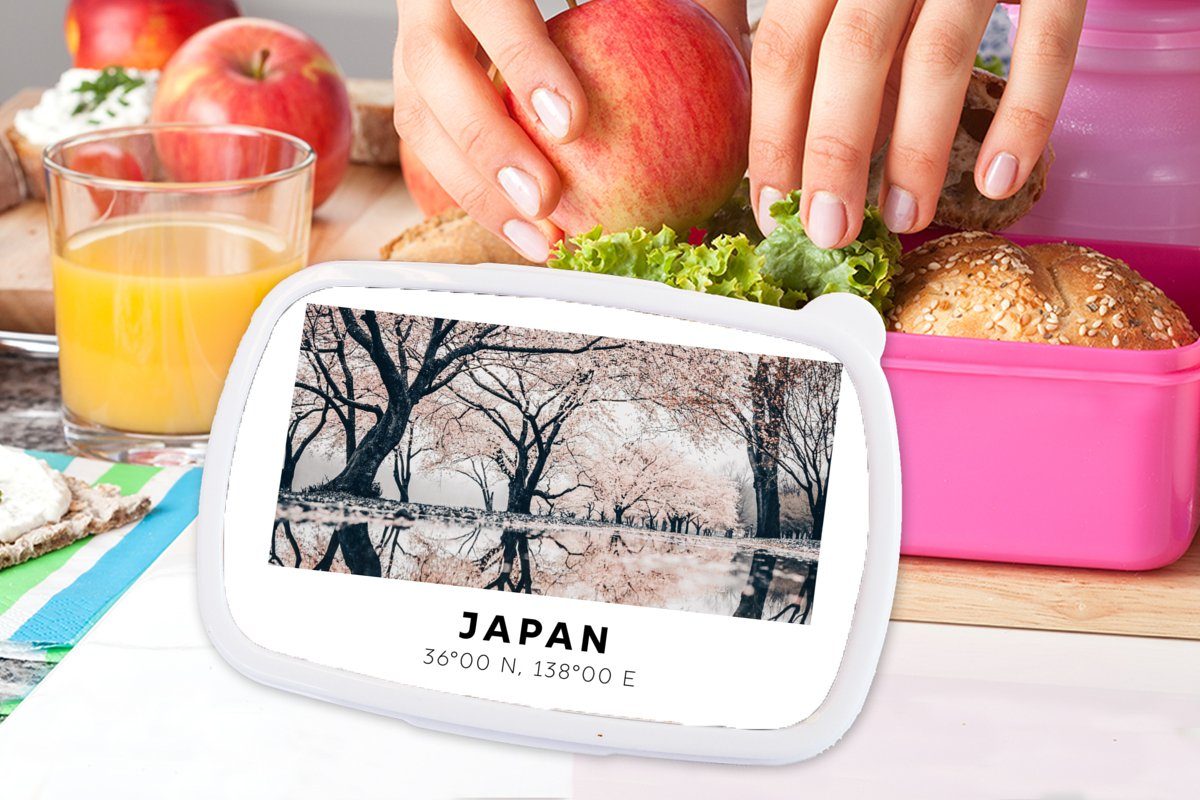 Kunststoff Kunststoff, für Erwachsene, Kinder, Japan Mädchen, (2-tlg), Snackbox, - - rosa MuchoWow Sakura Brotdose Frühling, Brotbox Lunchbox