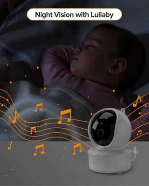 Sross Video-Babyphone Babyphone mit Kamera, Ferngesteuerter Pan-Tilt-Zoom, Extra Großer 5-Zoll-LCD-Bildschirm, Infrarot-Nachtsicht, Temperaturanzeige, Schlaflieder, Zwei-Wege-Audio, Gegensprechfunktion und Smart ECO-Modus