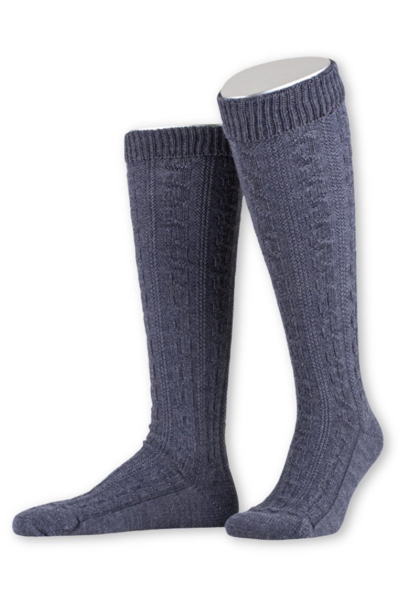 Lusana Trachtensocken Trachten Kniestrümpfe - L340 - burgund, jeansblau