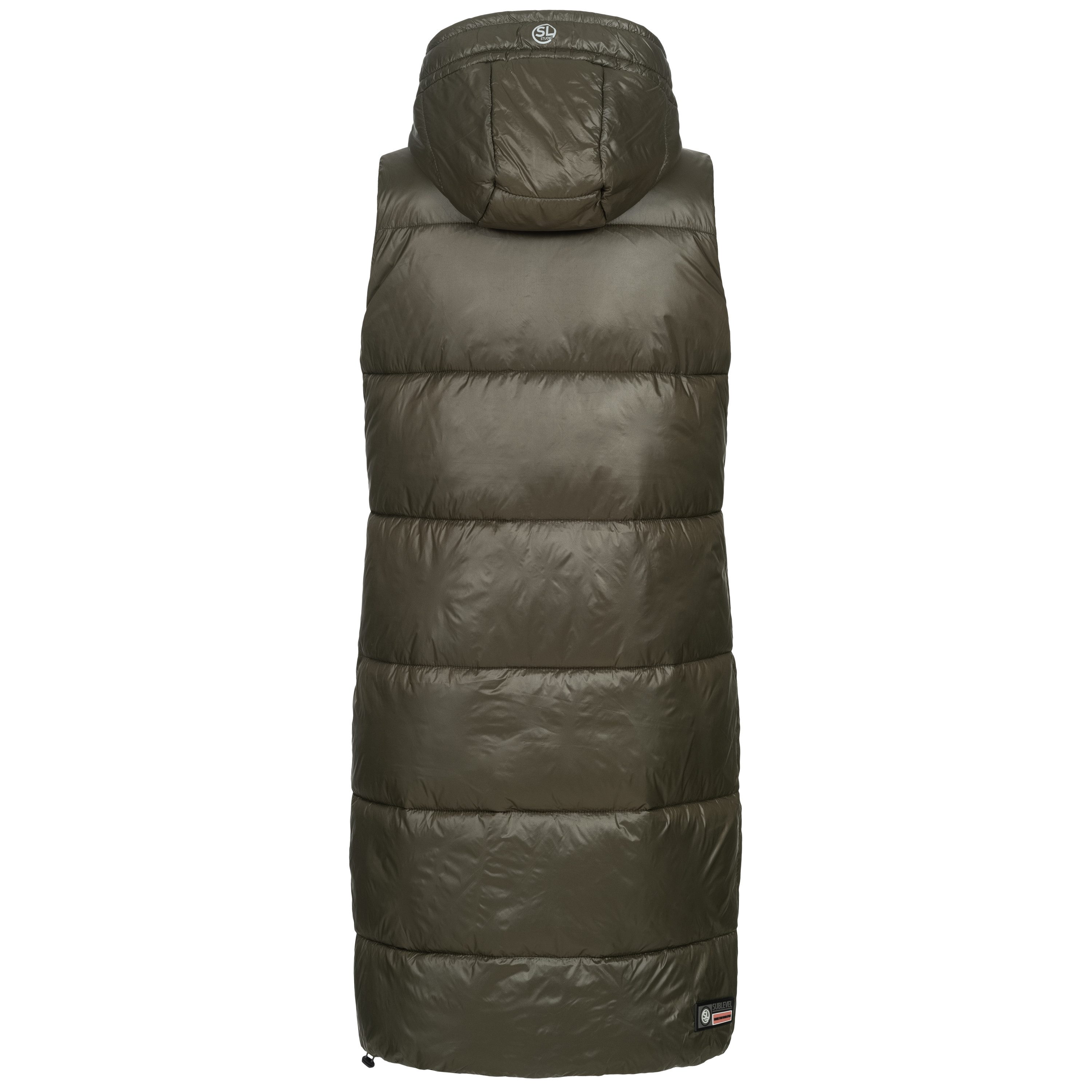 SUBLEVEL Steppweste Damen mit Kapuze Waistcoat lange Winter Weste Bodywarmer Waistcoat