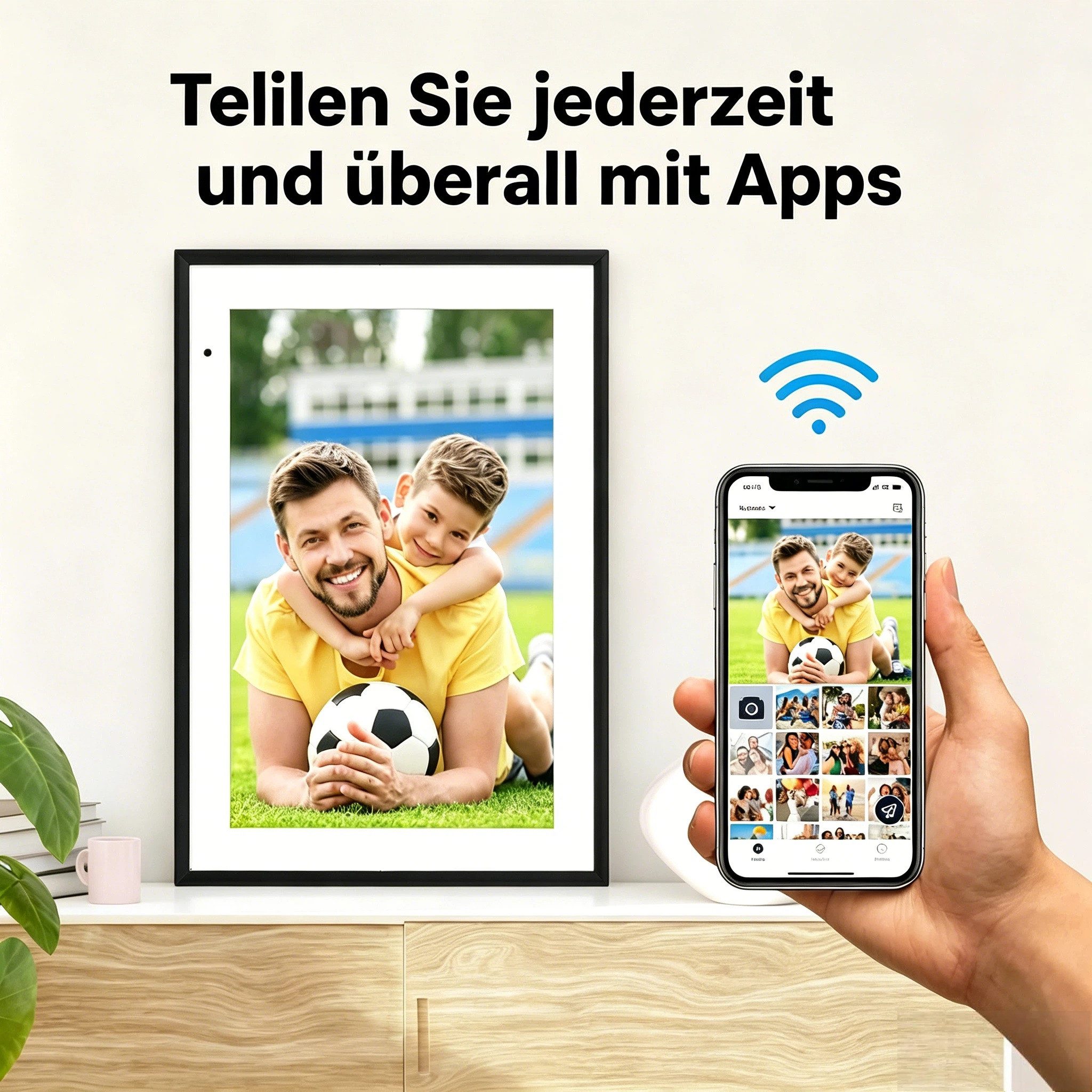 Funcare 10.1’’ mit WiFi-Fotoübertragung 1280×800 Pixel, 32GB+128GB erweiterbar Digitaler Bilderrahmen (25,65 cm/10.1 ", 1280x800 Pixel, 32 GB) – Bild 4 von 5