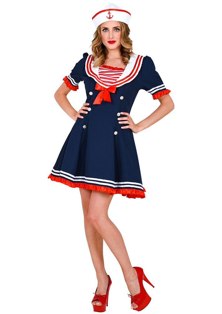 Karneval-Klamotten Kostüm Matrosin Matrosen Damen blau rot weiß, Matrosenkl günstig online kaufen
