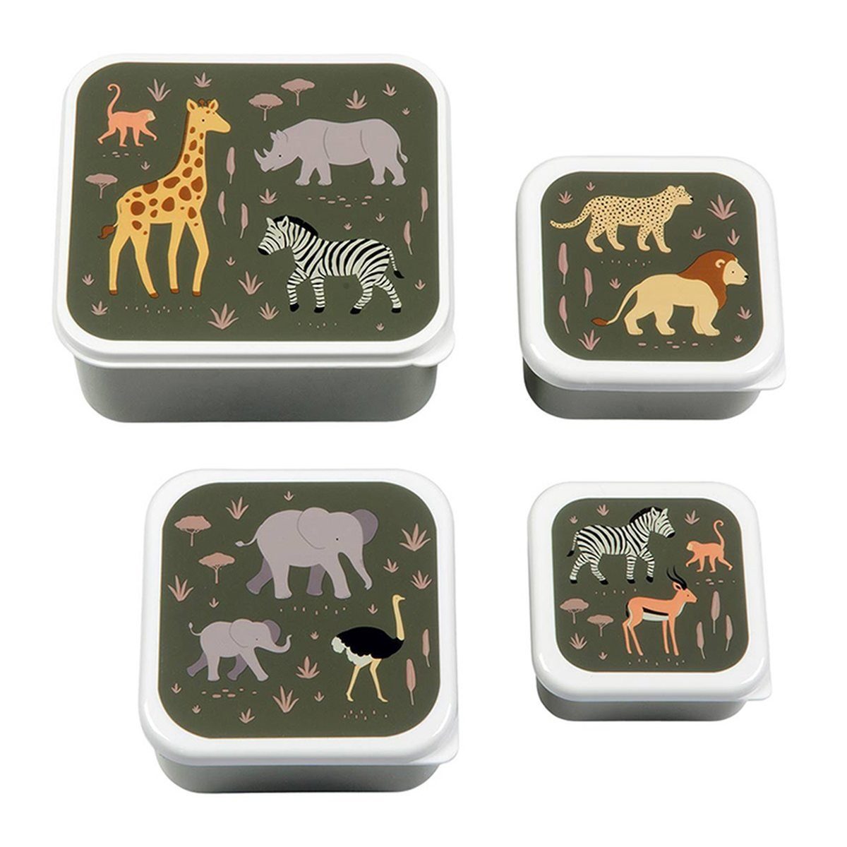 A little lovely Company Lunchbox Brotdosen Savanne 4er Set in unterschiedlichen Größen | Lunchboxen