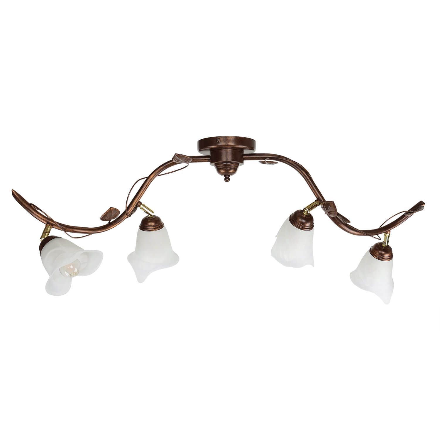 Licht-Erlebnisse Deckenleuchte LOELLA, ohne Leuchtmittel, Große Deckenlampe Metall Glas Shabby Braun floral antik Innen Lampe