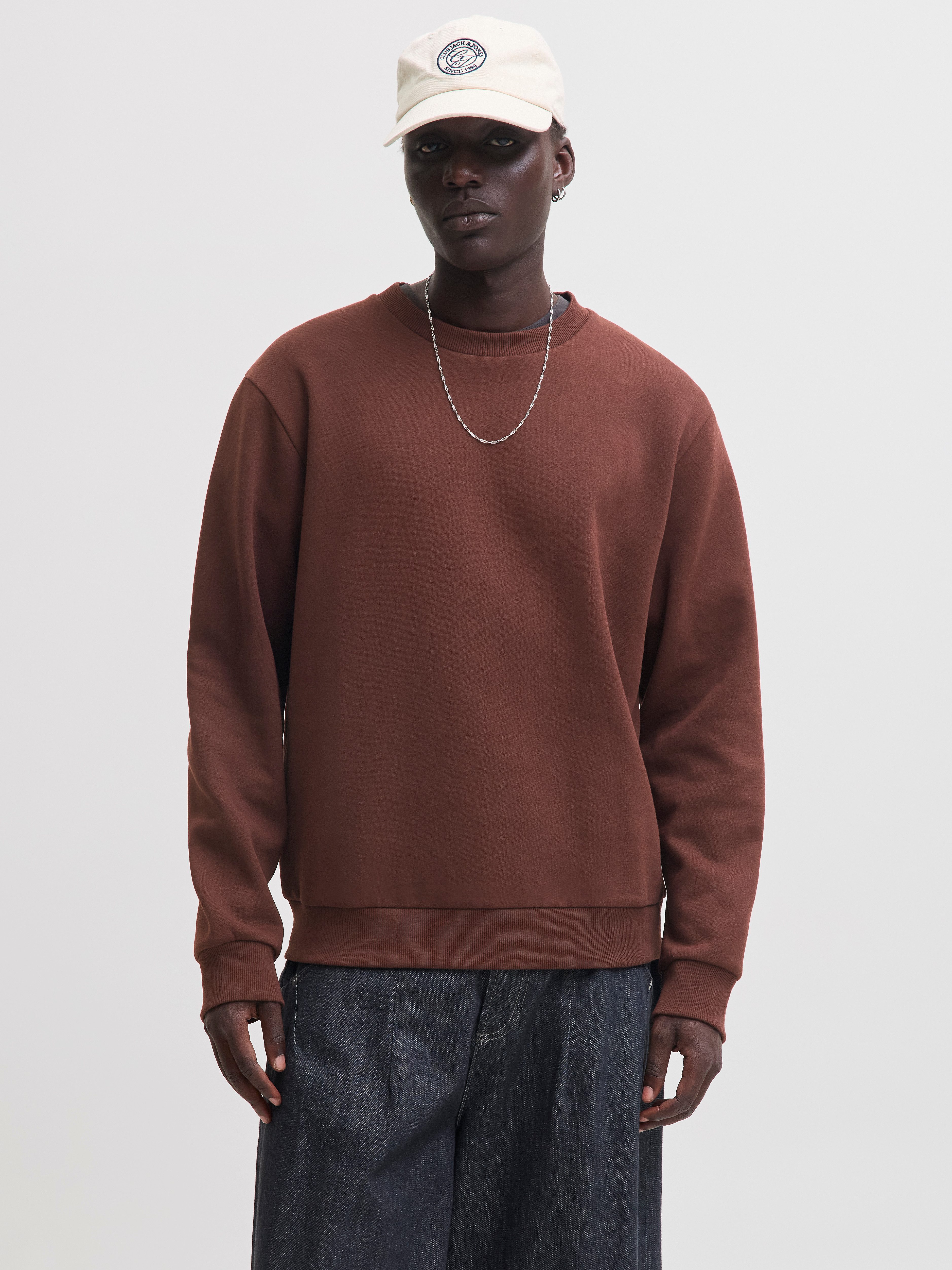 Jack & Jones Sweatshirt JJEBRADLEY mit Rippbündchen für Alltag und Freizeit Materialmix, relaxed fit
