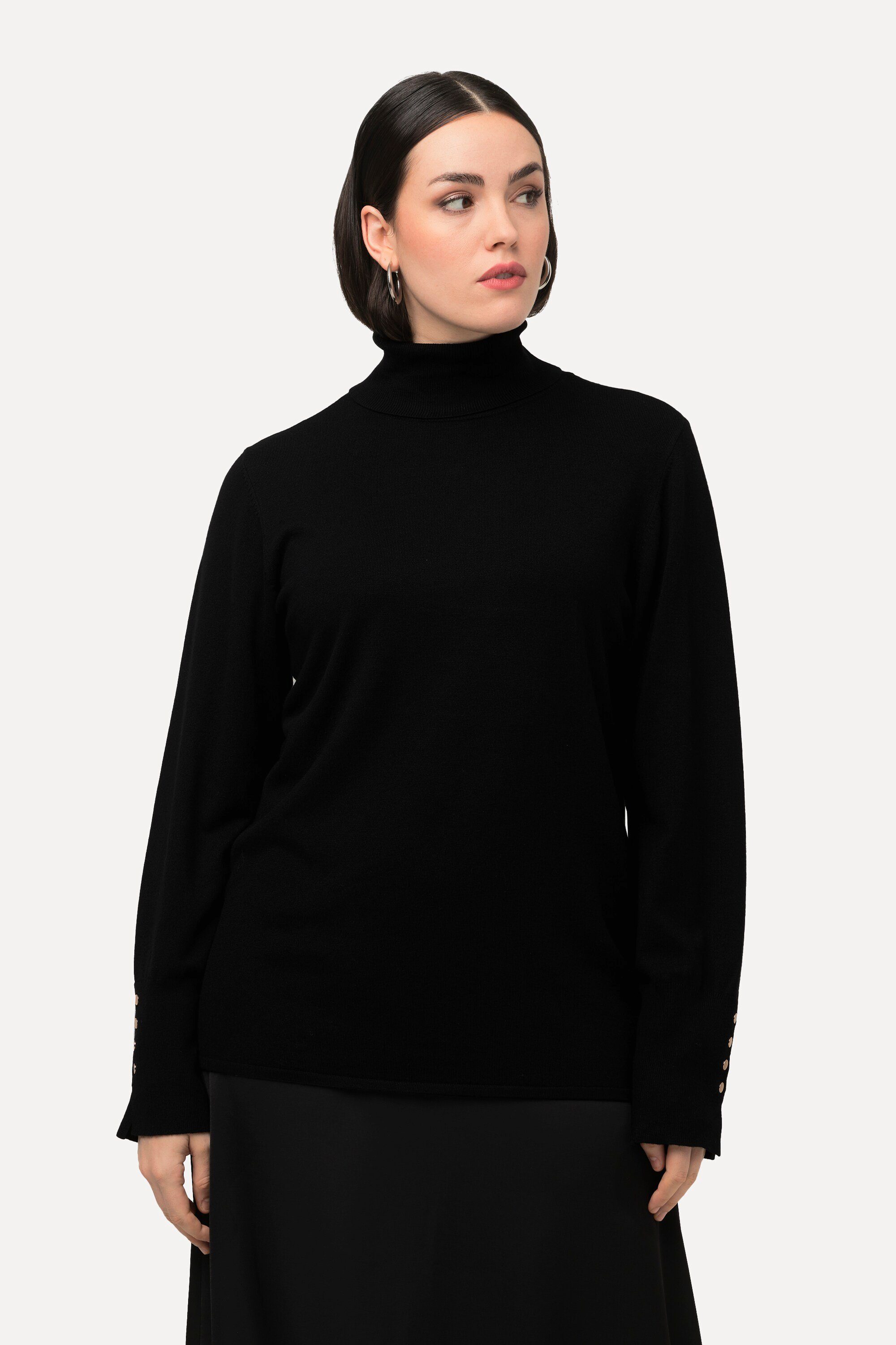 Popken Ulla Langarm Zierknöpfe Pullover Rollkragen Rollkragenpullover