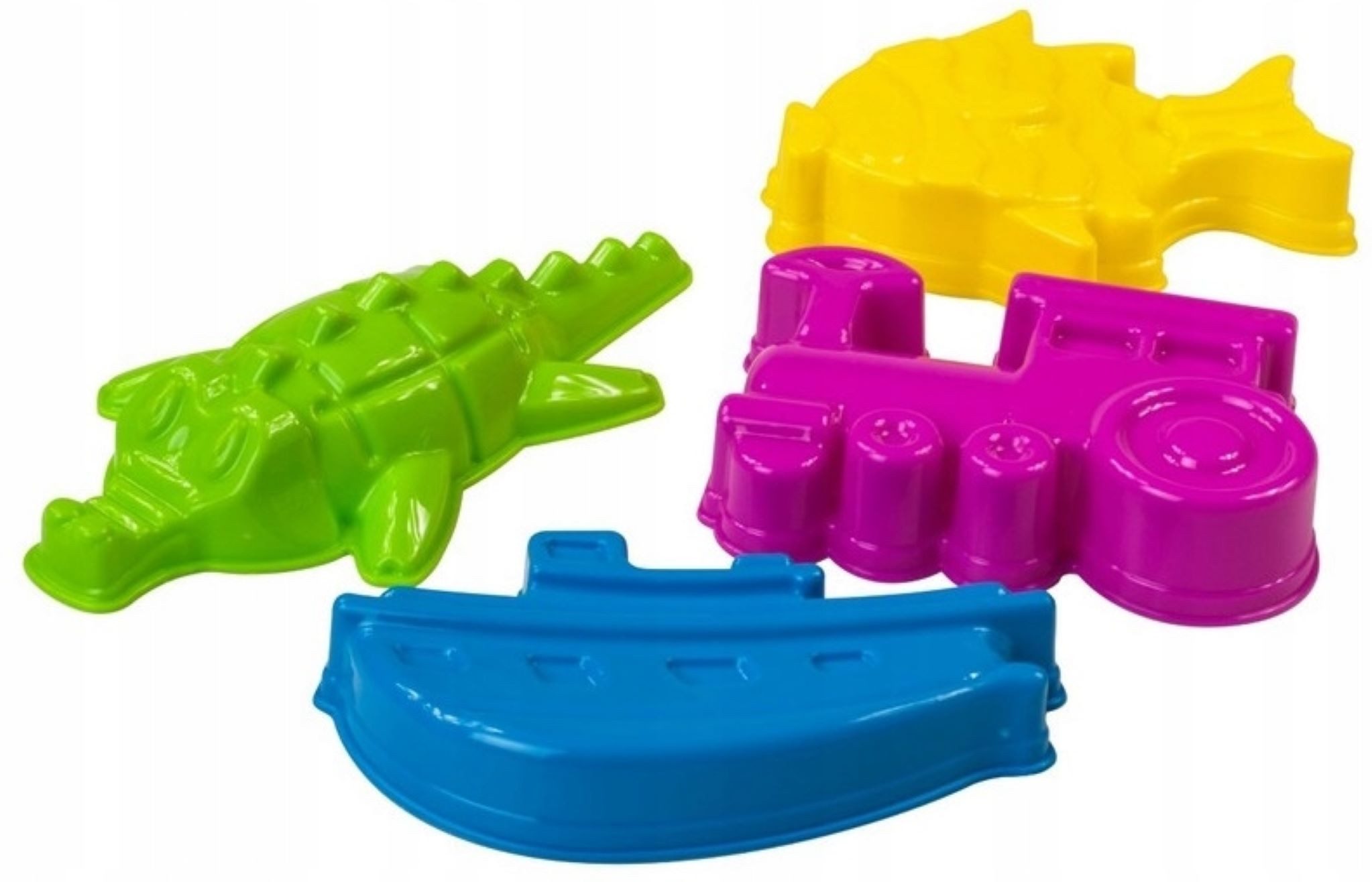 Festivalartikel Sandkasten 4-tlg. Sandspielzeug-Set: Fisch, Krokodil, Lokomotive, Schiff, (4-tlg)