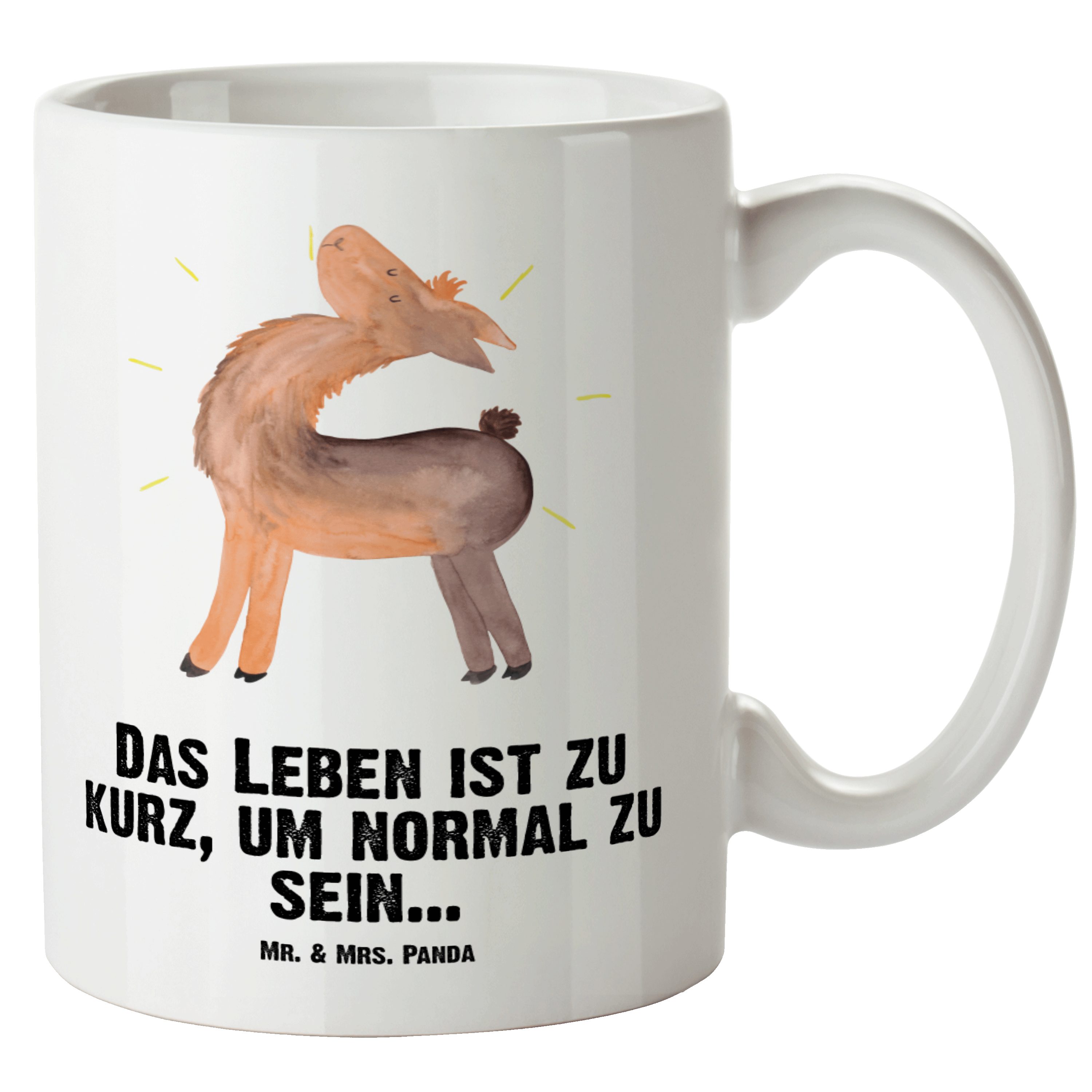 Mr. & Mrs. Panda Tasse Lama stolz - Weiß - Geschenk, Family, Lamas, Jumbo Tasse, Alpaka, Fre, XL Tasse Keramik