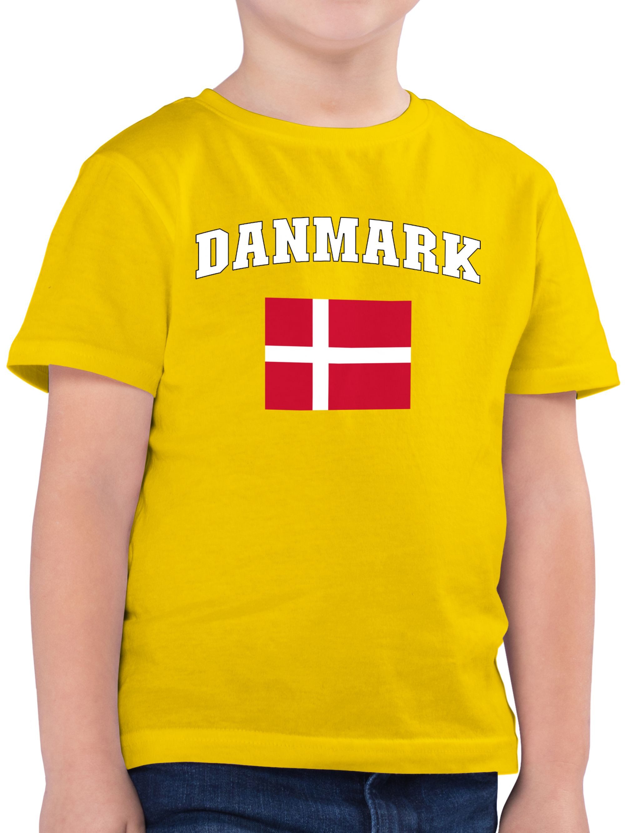 T-Shirt Danmark Schriftzug mit Flagge, Denmark, Dänemark, Kongeriget Danmar