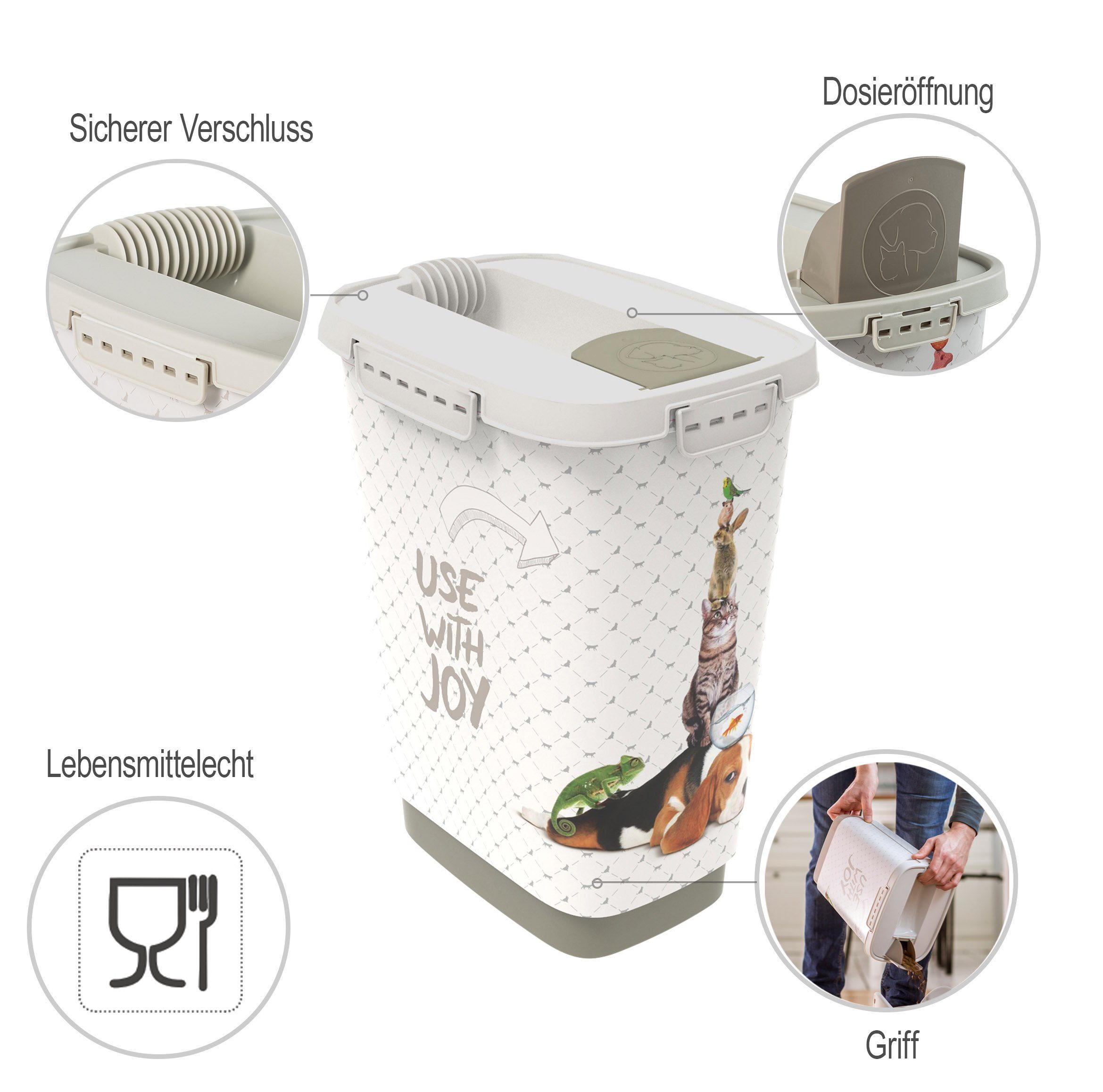 ROTHO Futterbehälter Cody Tierfutterbox 10l mit Deckel und Klappe für praktisches Dosieren, Kunststoff