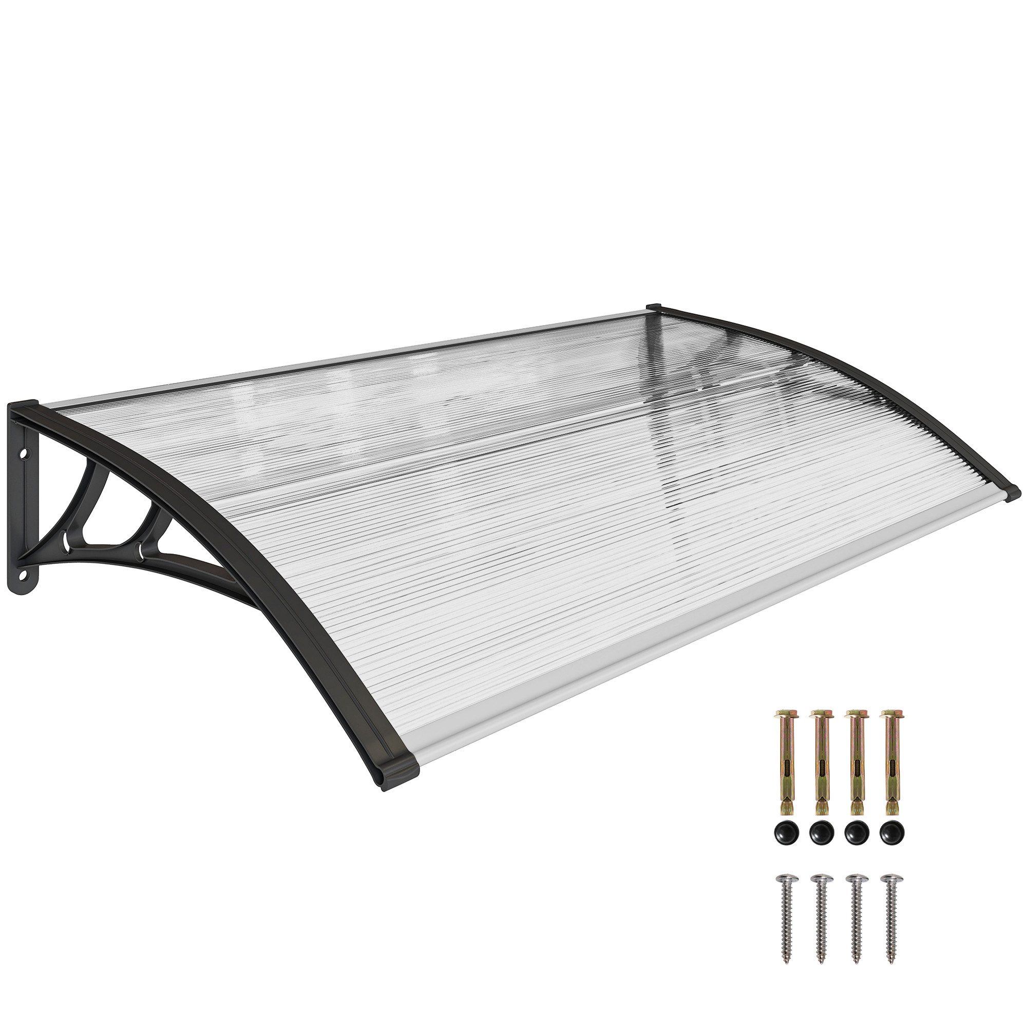 Outsunny Pultvordach Vordach für Haustür mit UV Schutz, Regenschutz (Set, 1 St., 1-teilig), 110 x 60 x 18 cm Aluminium