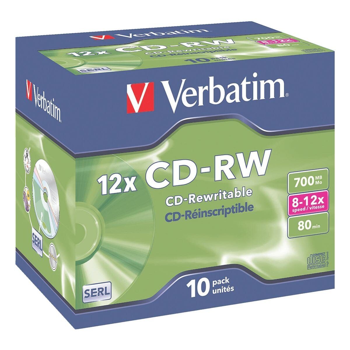 Verbatim CD-Rohling CD-RW, 700 MB, mehrfach beschreibbar