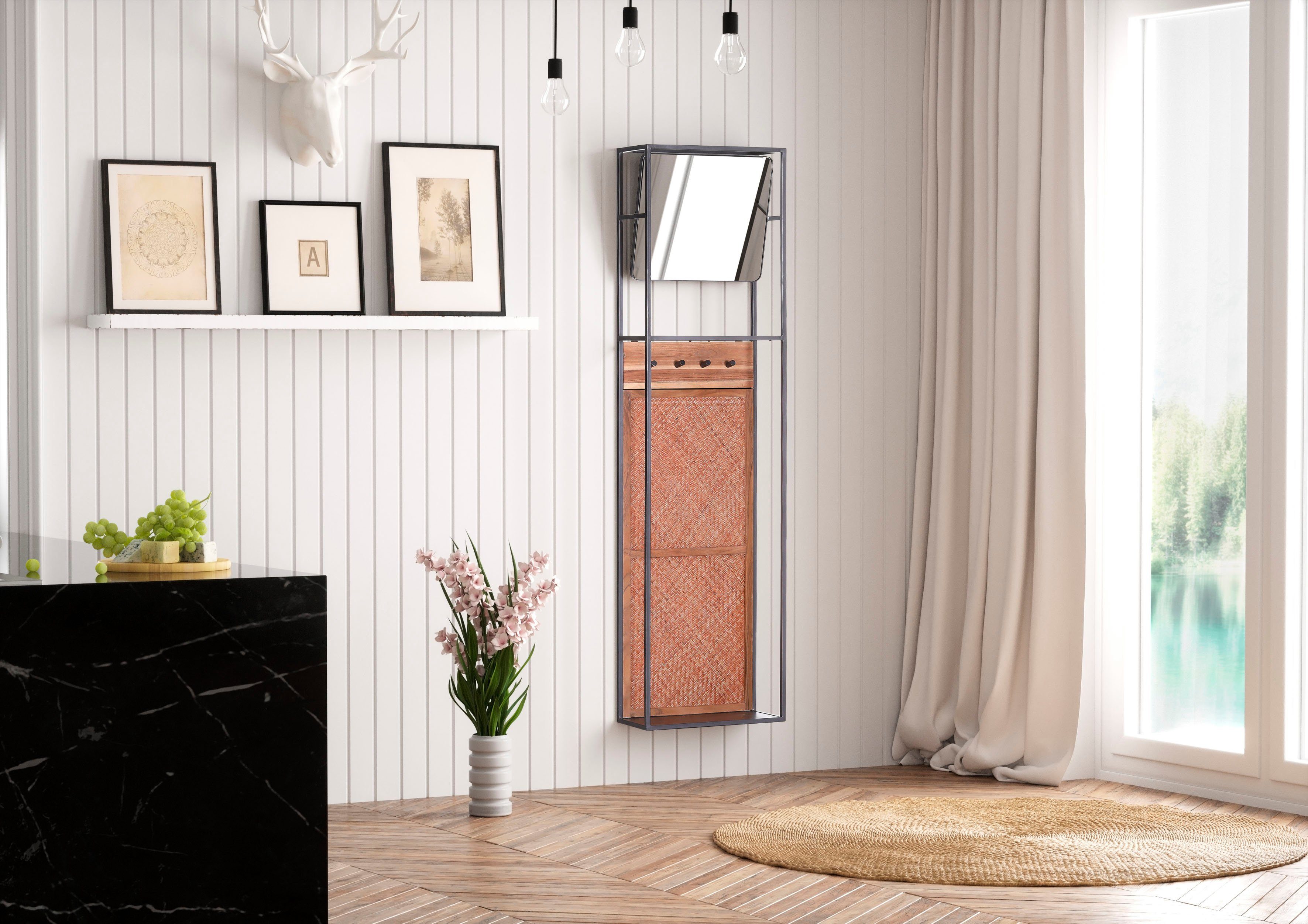 Gutmann Factory Wandgarderobe Dresscode, Garderobe, Höhe 180 cm, Hängegarderobe mit Rattangeflecht