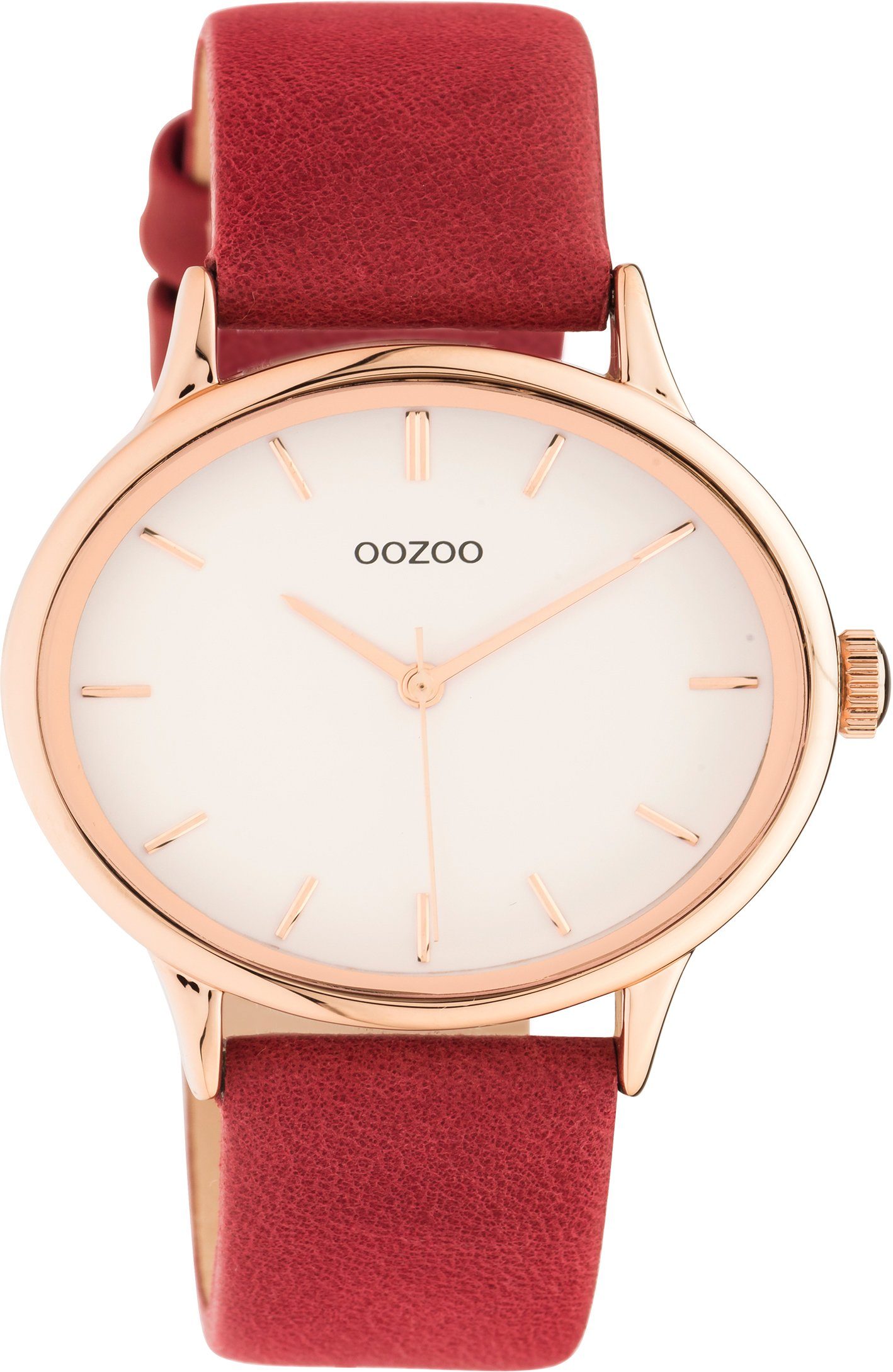 OOZOO Quarzuhr C11053, Metallgehäuse, oval, roségoldfb. IP-beschichtet, ⌀  ca. 42 mm