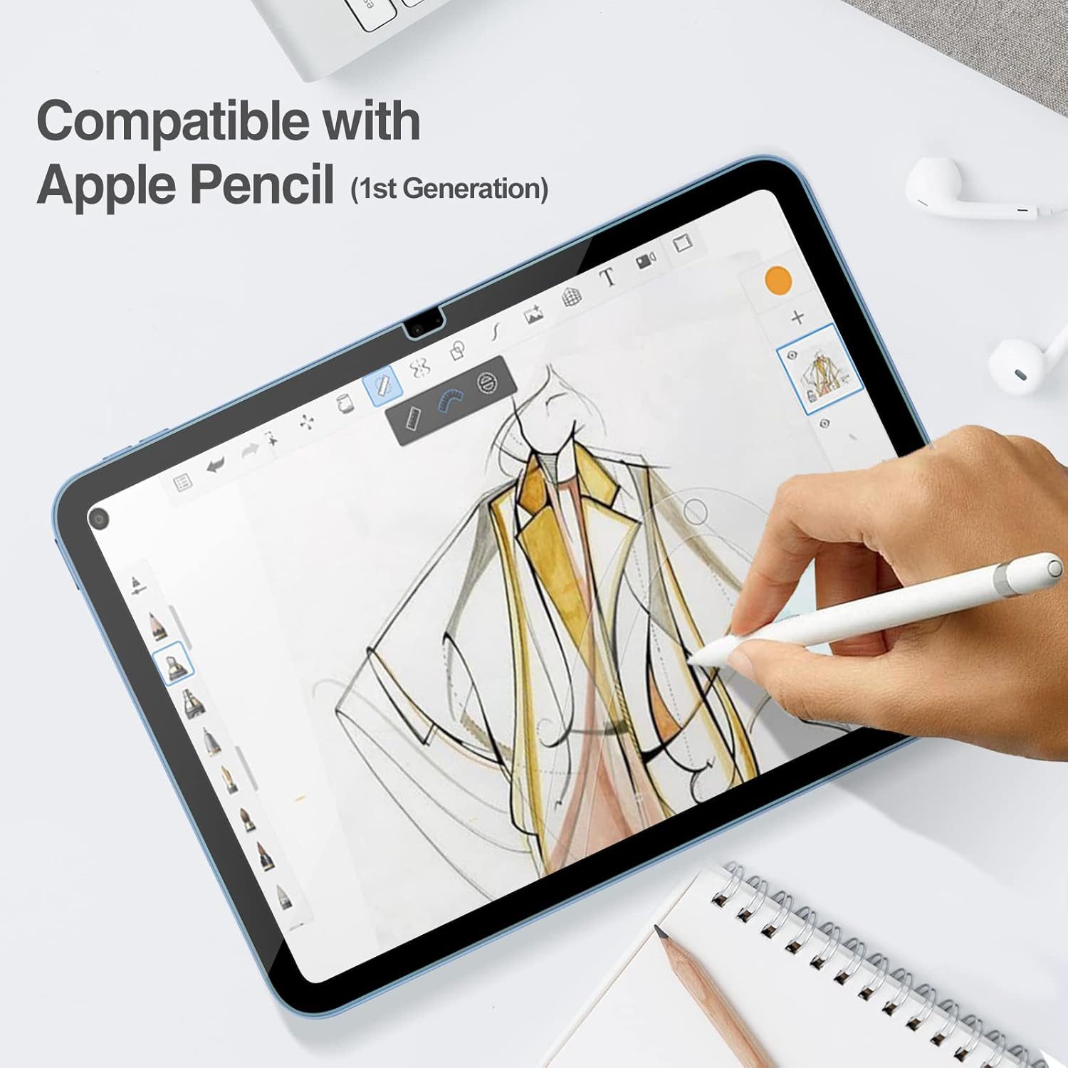 CLM-Tech Displayschutzglas 2x für iPad 11 A16 2025 Panzerfolie kristallklar für iPad 11 A16 2025 & iPad 10 2022, Panzerglas Folie - Anti-Fingerabdruck und kratz – Bild 5 von 5