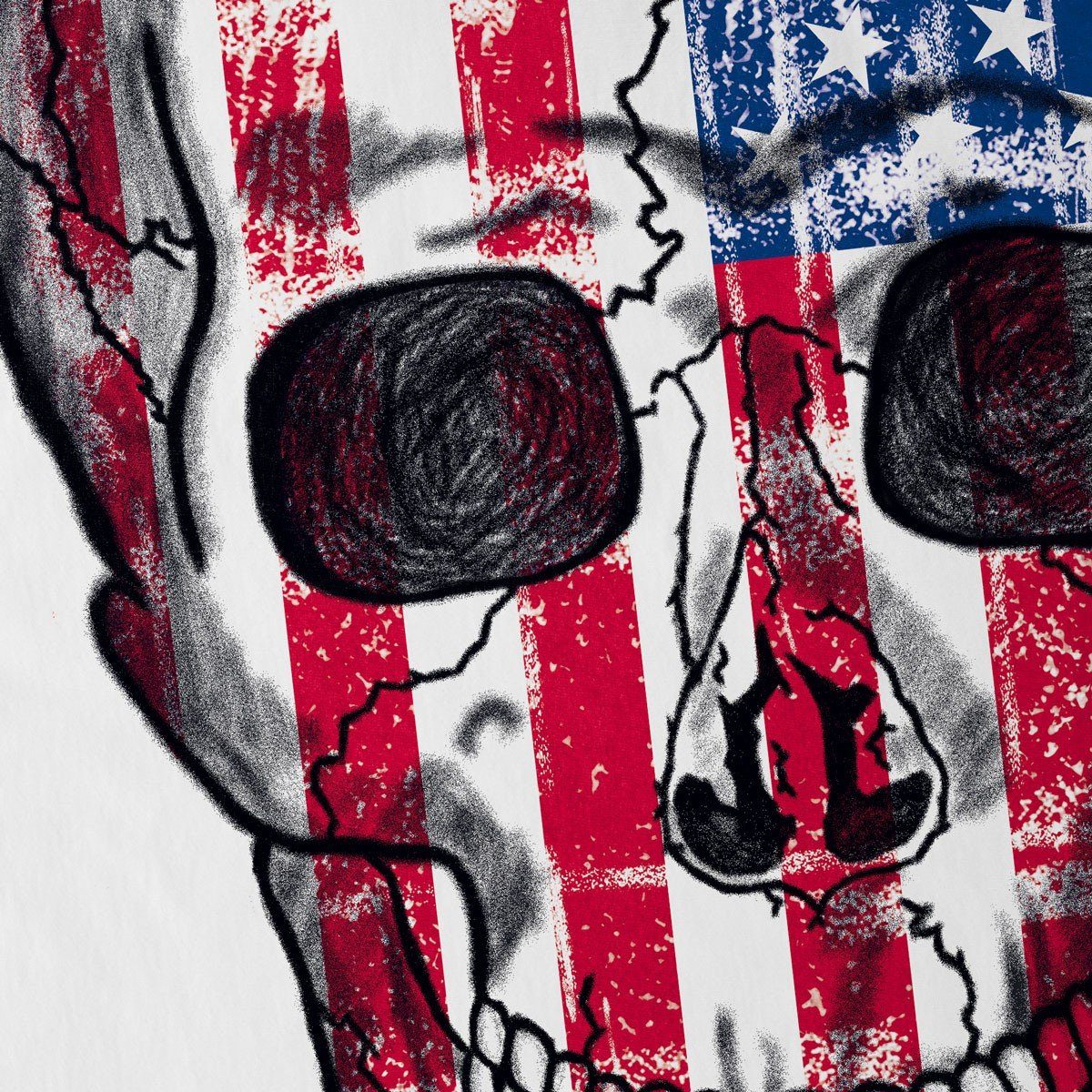 flagge amerika stripes stars Print-Shirt weiß Skull Herren USA Totenkopf style3 rocker knochen T-Shirt
