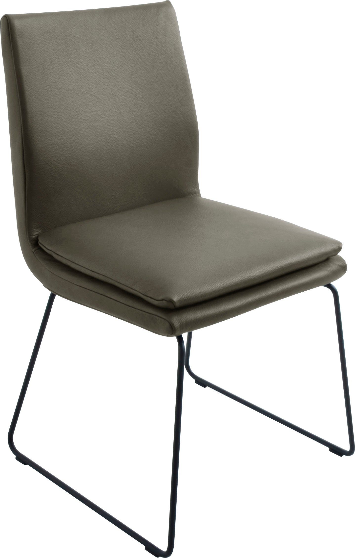 K+W Komfort & Wohnen Esszimmerstuhl Creso, mit Sitzkissen und Rundrohrkufe in Metall schwarz Struktur zypresse | Stühle