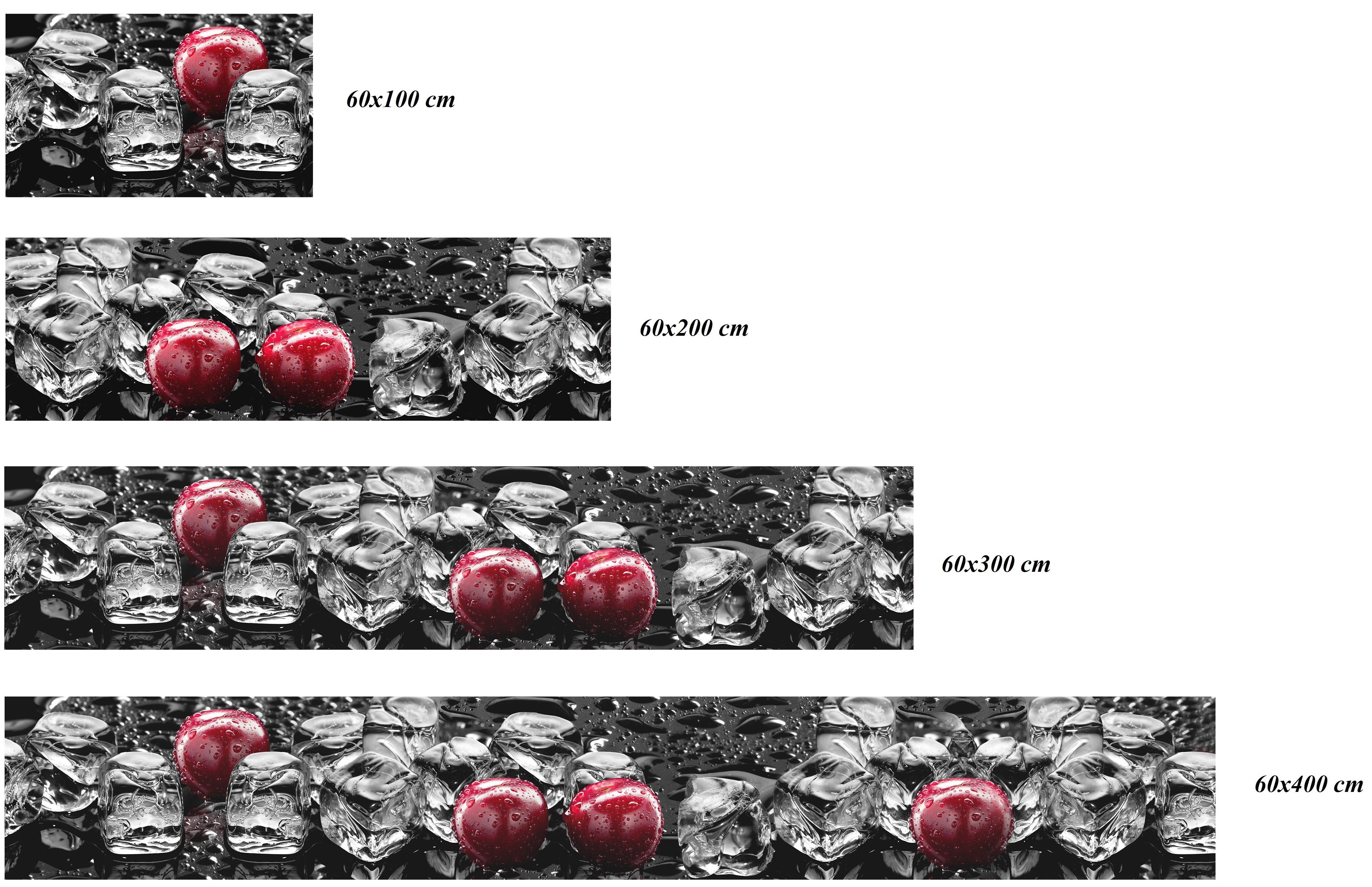 Monolith Qualität DELUXE Rodnik Kirschen, Küchenrückwand mit Platte in Eiswürfel Direktdruck und ABS-Kunststoff