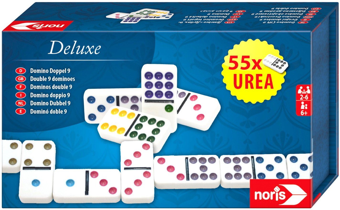 Noris Spiel Familienspiel Zuordnungsspiel Deluxe Doppel 9 Domino 606108003