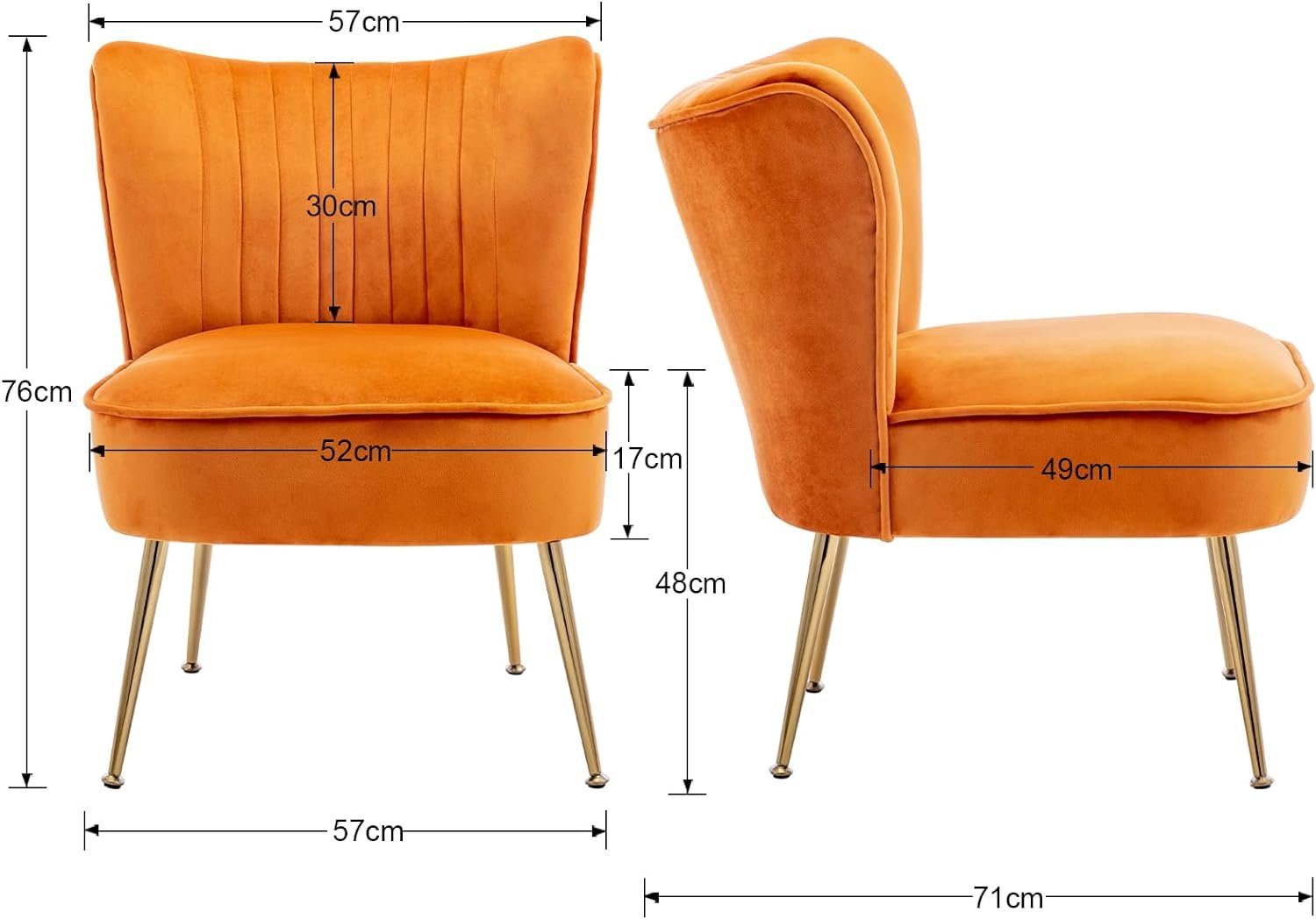 Sessel Wohnzimmer CHAIRS WAHSON Geplosterter Orange OFFICE Loungesessel Ohrensessel moderner