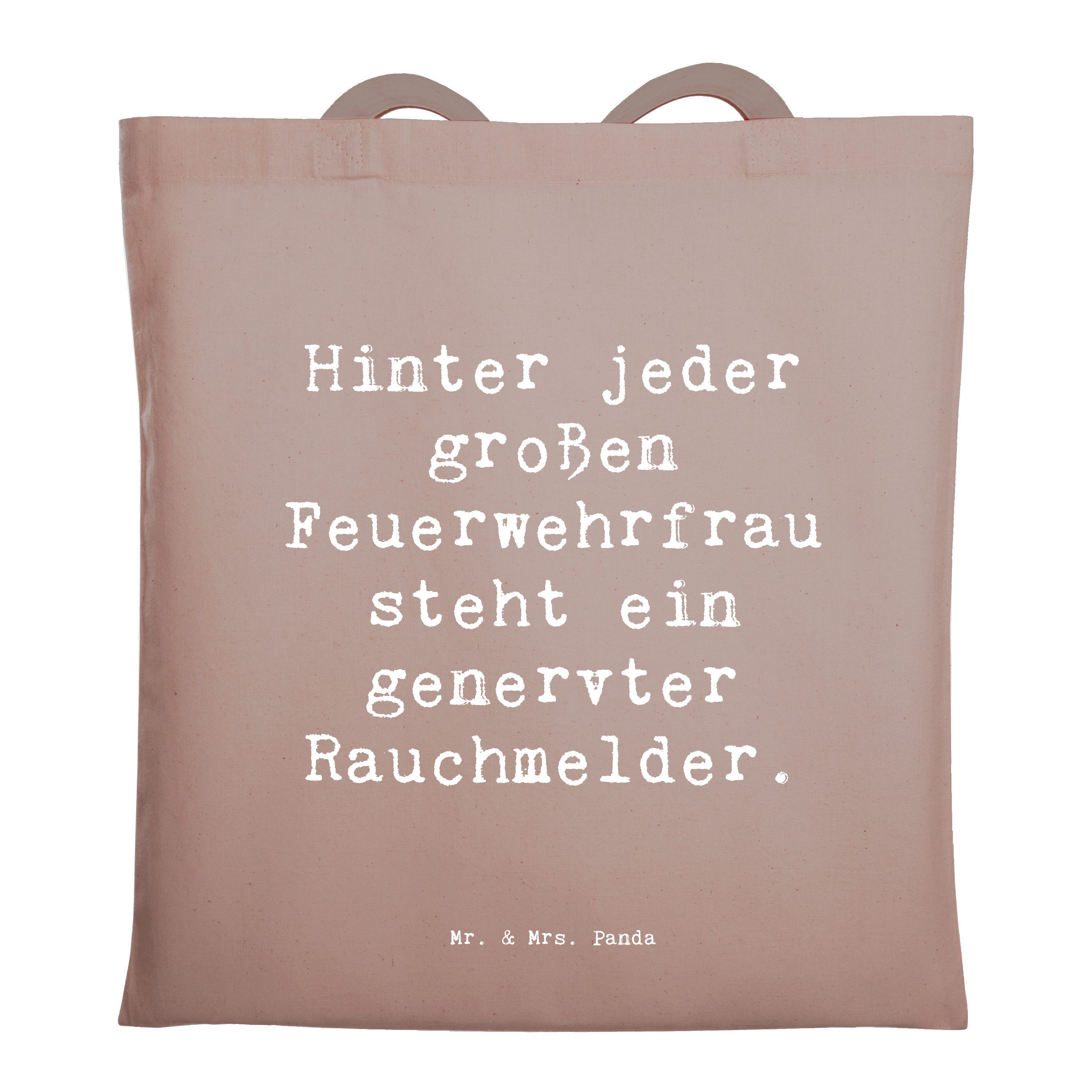 Tragetasche Spruch Feuerwehrfrau Humor - Braun Pastell - Geschenk, Hingabe, Stärk