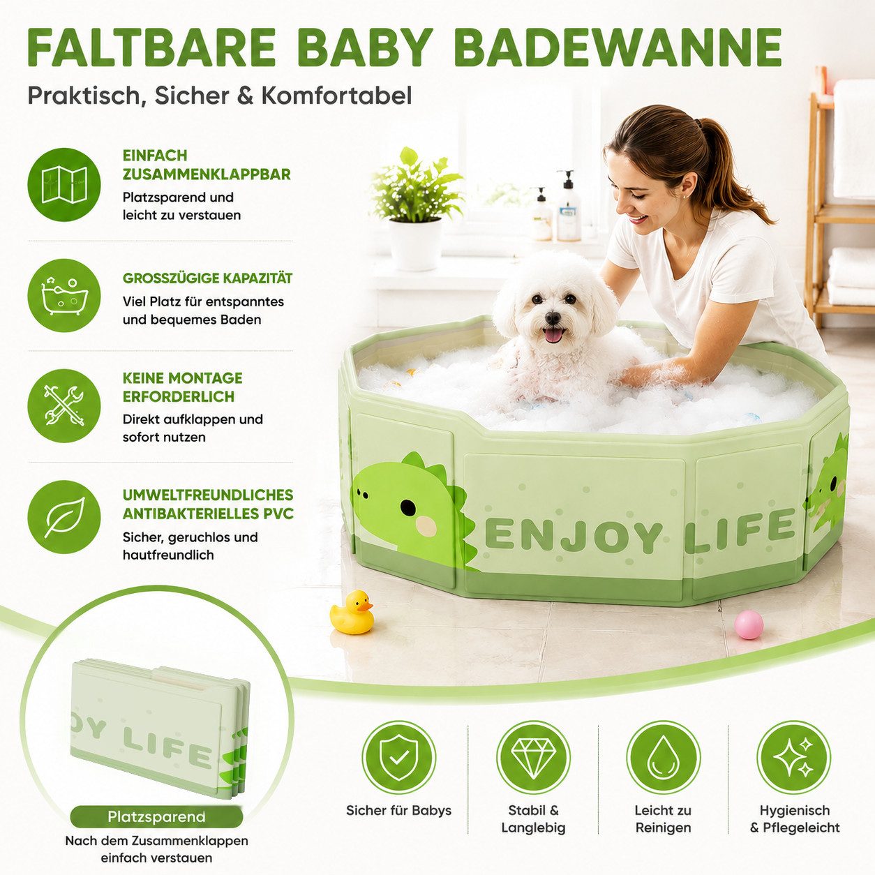 ibettertec Hundepool Hundebadewanne, faltbar Badewanne, Wasserbecken für Hunde 75x45x23cm, (für Garten, Balkon), Faltbare Schwimmbad für Welpen