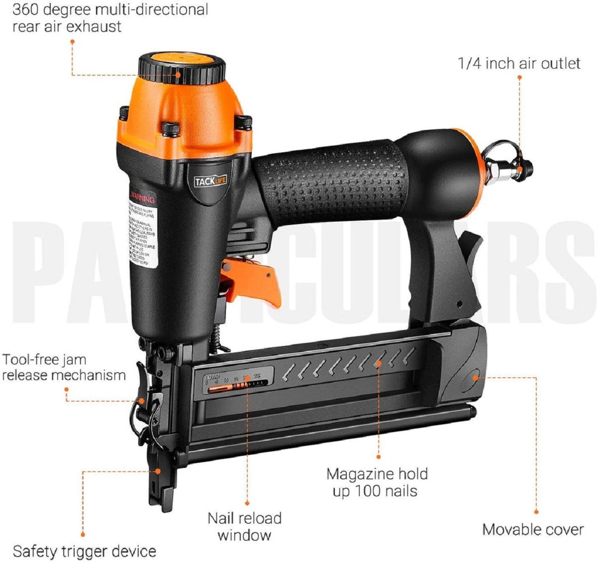 Thumbnail - TACKLIFE Nagler, 2 in 1 pneumatischer Nagler 360° verstellbarer Auspuff