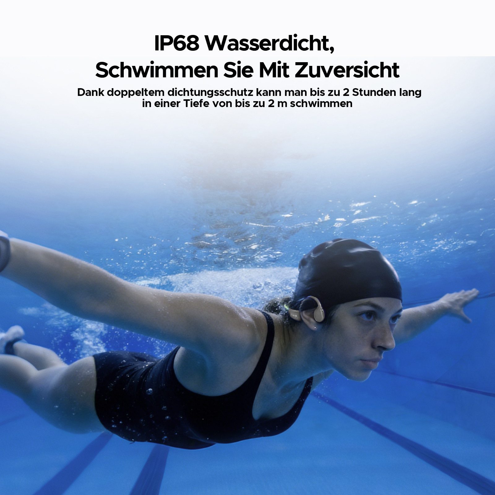 DOOGEE knochenschall kopfhörer bluetooth,32GB,MP3,LED,wasserdichte schwimm Bluetooth-Kopfhörer (10h Akku, MP3-Modus 32GB, für Schwimmen, Radfahren & Sport geeignet)