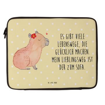 Mr. & Mrs. Panda Laptop-Hülle 20 x 28 cm Capybara Blume - Gelb Pastell - Geschenk, Notebook Schutz, Stylish & Praktisch