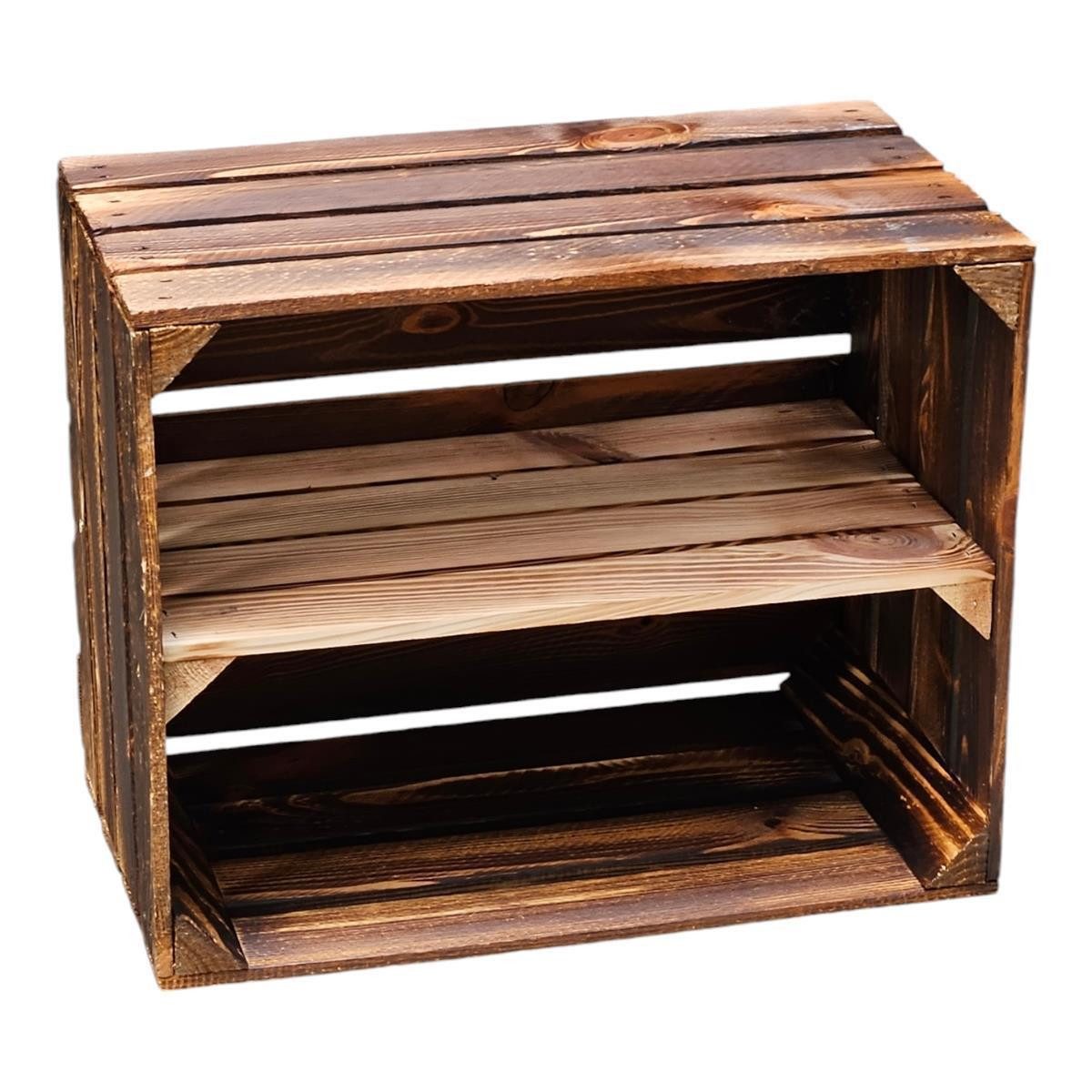 Teramico Holzkiste Holzkiste Regal mit Ablage Lang 50 x 40 x 30cm Geflammt, Vintage Obstkiste