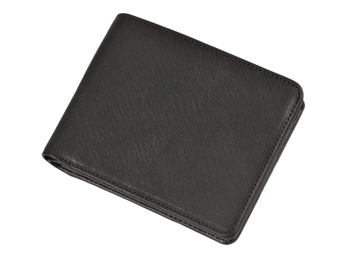 Herrenbörse, Querformat Portemonnaie, schwarz ohne Ems, Geldbörse Sonnenleder Münzfach 11,5x9,5cm,