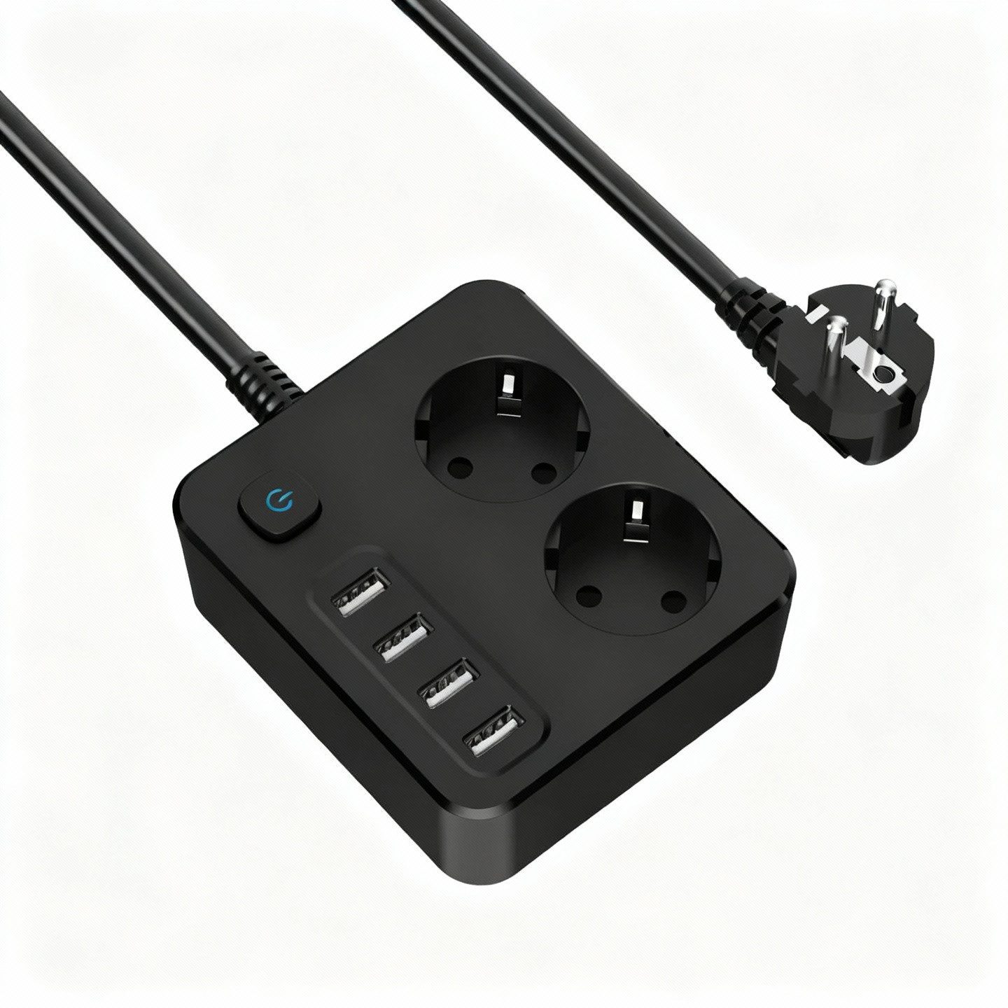 SWGOTA Mehrfachsteckdose Überspannungsschutz 2 Fach, 4 USB für Zuhause/Büro, Steckdosenleiste (Überspannungsschutz), Mehrfachstecker Steckerleiste mit Schalter, 2M Verlängerungskabel