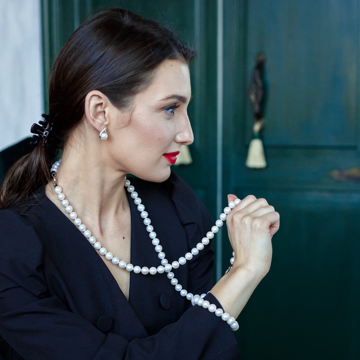 Gaura Pearls Perlenkette weiß, runde echte Perlen, 11 mm, 50 cm, 925er rhod günstig online kaufen