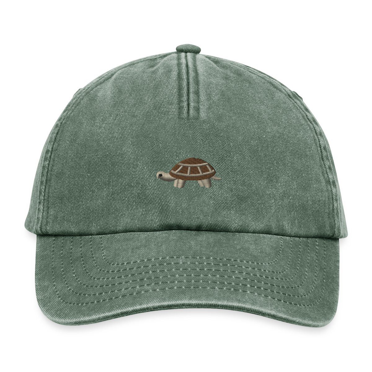 Spreadshirt Baseball Cap Gestickte Schildkröte Für Slow-Life-Fans Vintage Cap (1-St)