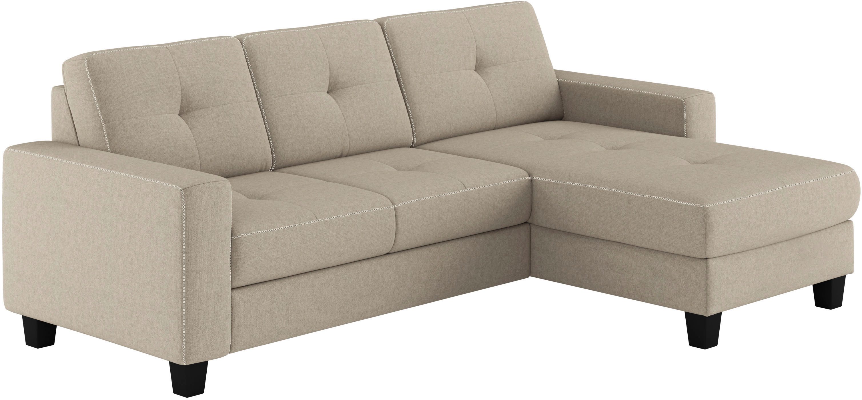 OTTO home Ecksofa Varese, wahlweise mit Bettfunktion und Bettkasten