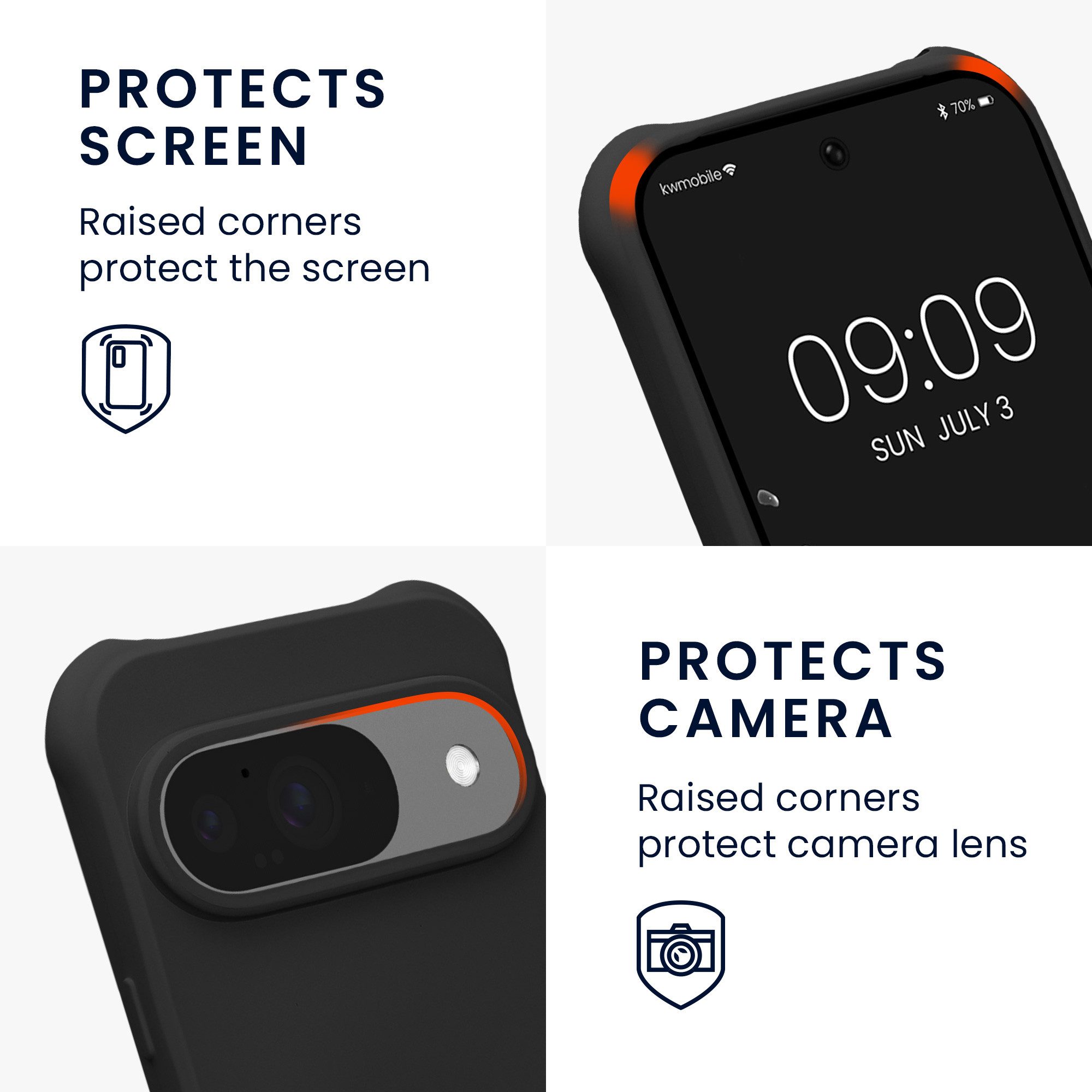 kwmobile Smartphone-Hülle Hülle für Google Pixel 10 / Pixel 10 Pro, mit Metall Kette zum Umhängen - Silikon Handy Cover Case Schutzhülle – Bild 3 von 5