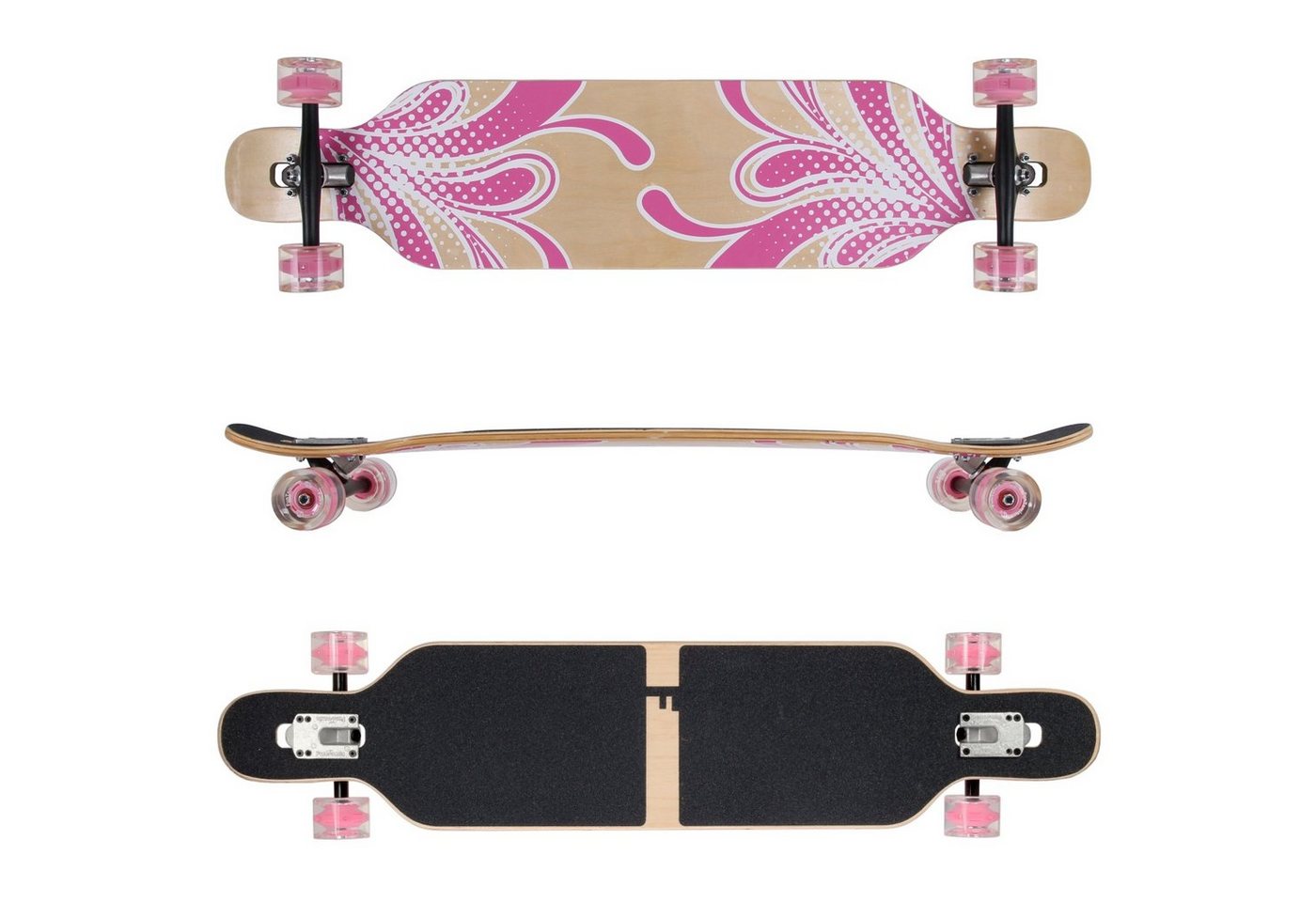 Thumbnail - FunTomia Longboard Longboard in 3 Flex Stufen Camber Ahornholz + T-Tool mit LED Rollen, Camber Twin Tip