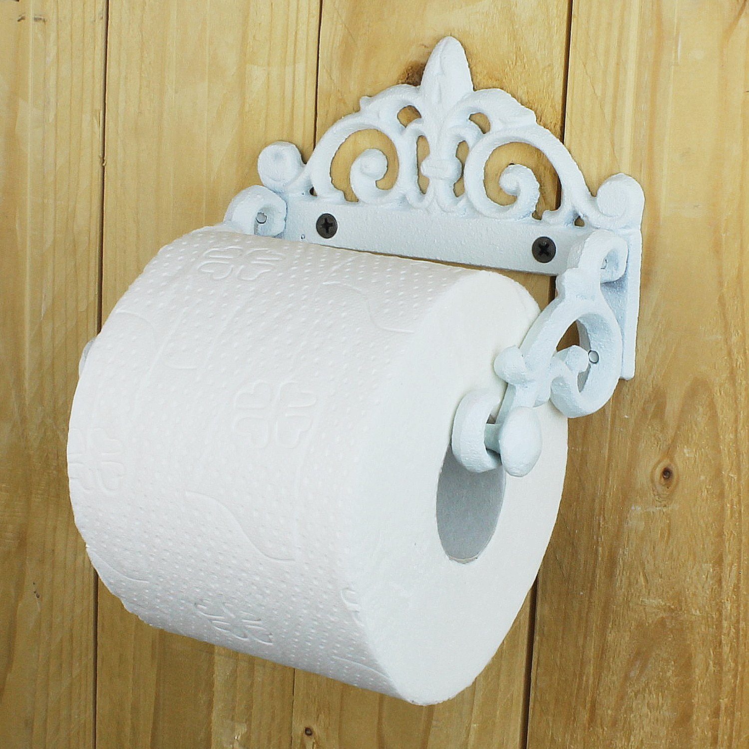 Nostalgie Toilettenpapierhalter Klorollenhalter Gußeisen Antiklook Weiß 18cm Neu 